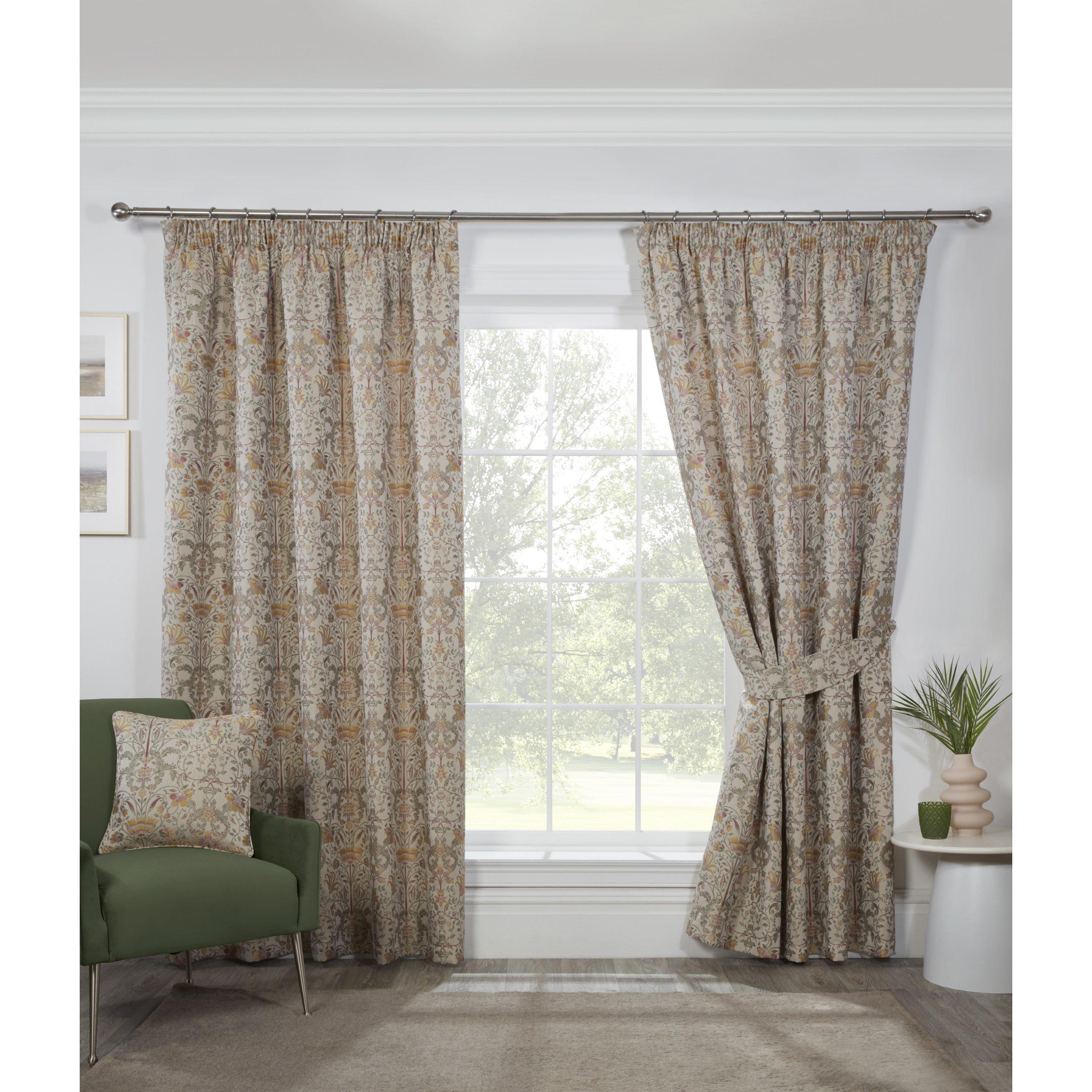 Natural - Sundour - Kyoto Floral Pencil Pleat Curtains - 1