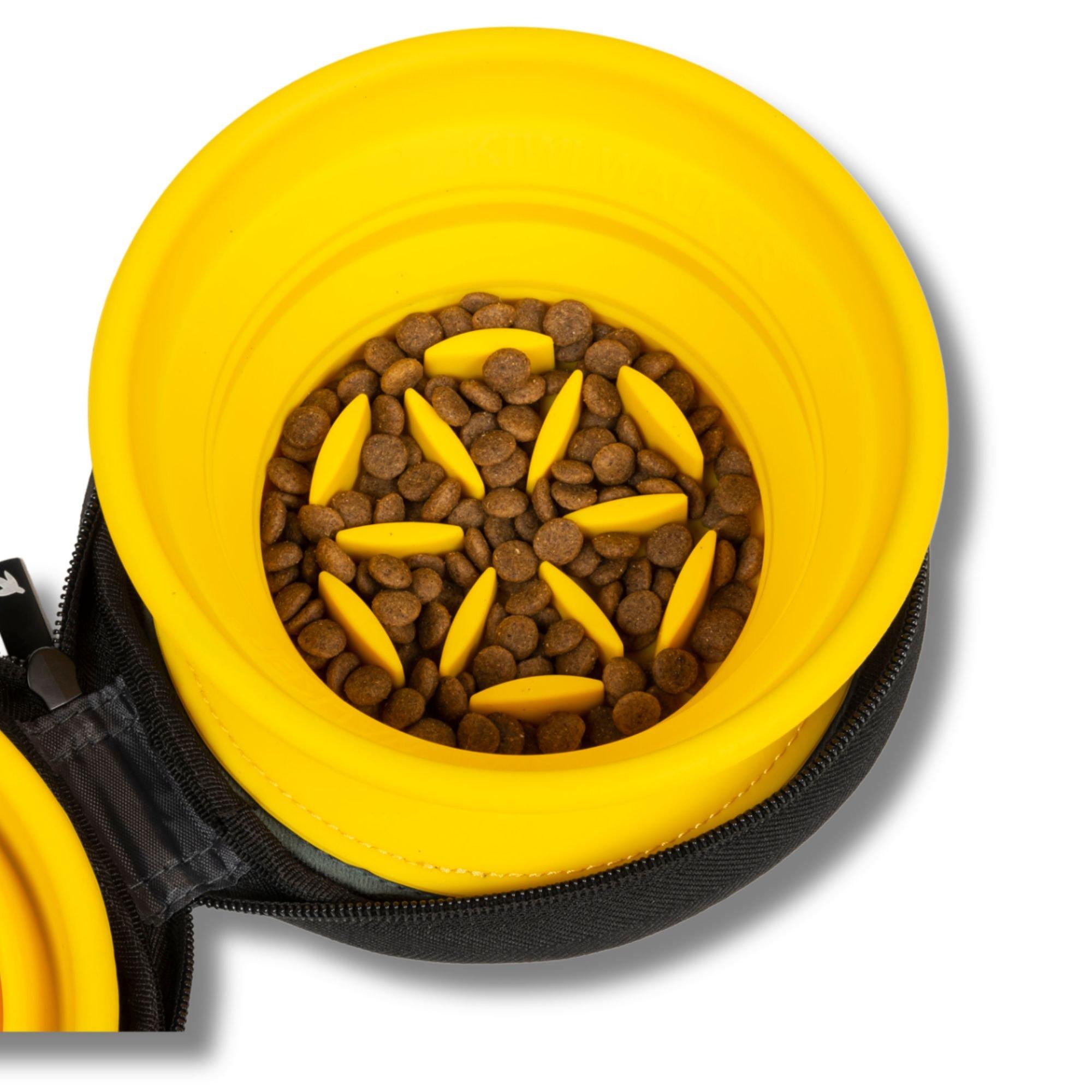 Orange - Kiwi Walker - Double Travel Bowl With Slowfeeder - Orange - 2