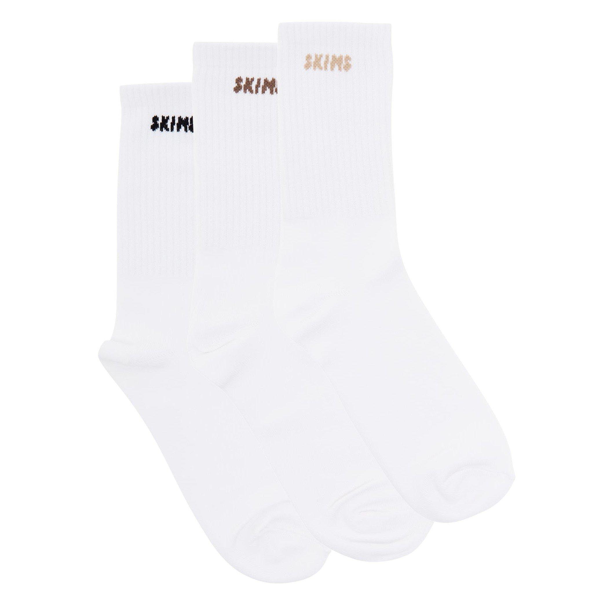 WHITE AND OTHER - SKIMS - S RIBBED CREW SOCK 3-PACK SNOW