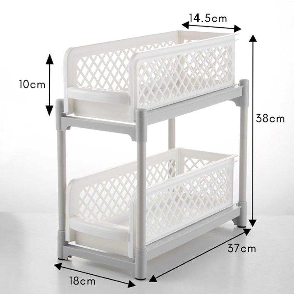 White/Grey - LIFE IDEAS - 2pcs 2-Tier Storage Rack - 2