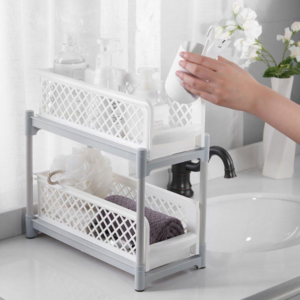 White/Grey - LIFE IDEAS - 2pcs 2-Tier Storage Rack - 11