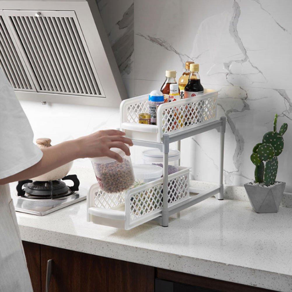 White/Grey - LIFE IDEAS - 2pcs 2-Tier Storage Rack - 12
