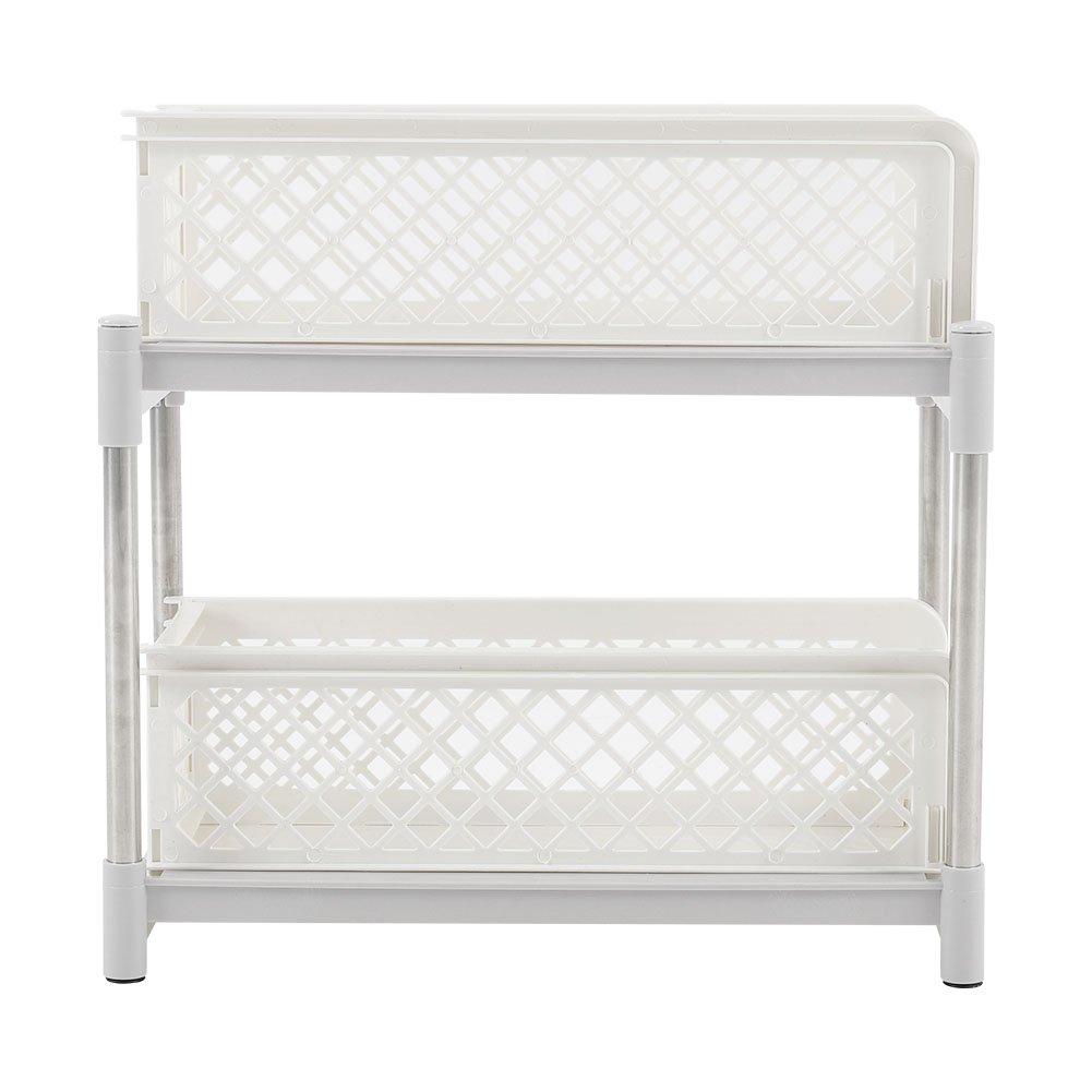 White/Grey - LIFE IDEAS - 2pcs 2-Tier Storage Rack - 3