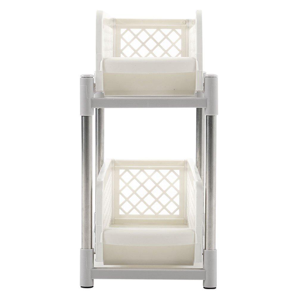 White/Grey - LIFE IDEAS - 2pcs 2-Tier Storage Rack - 5