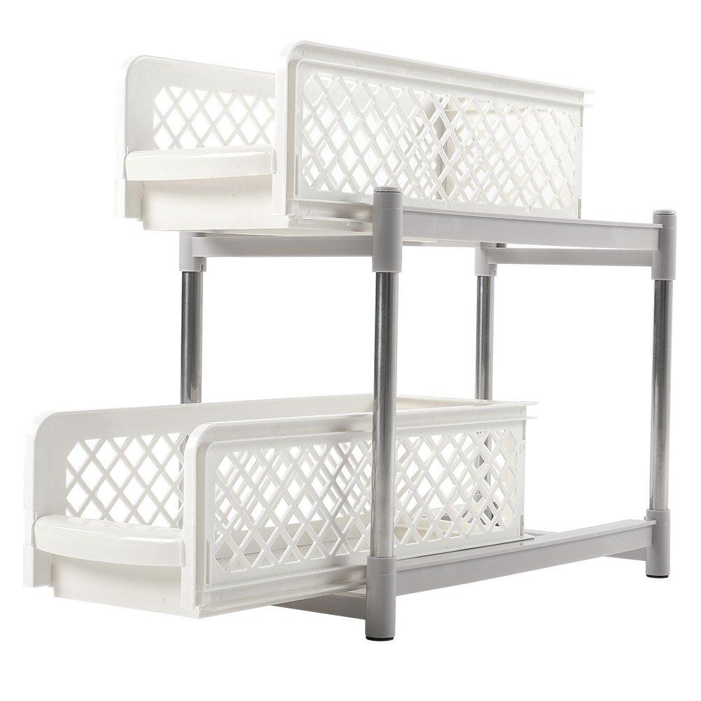 White/Grey - LIFE IDEAS - 2pcs 2-Tier Storage Rack - 6
