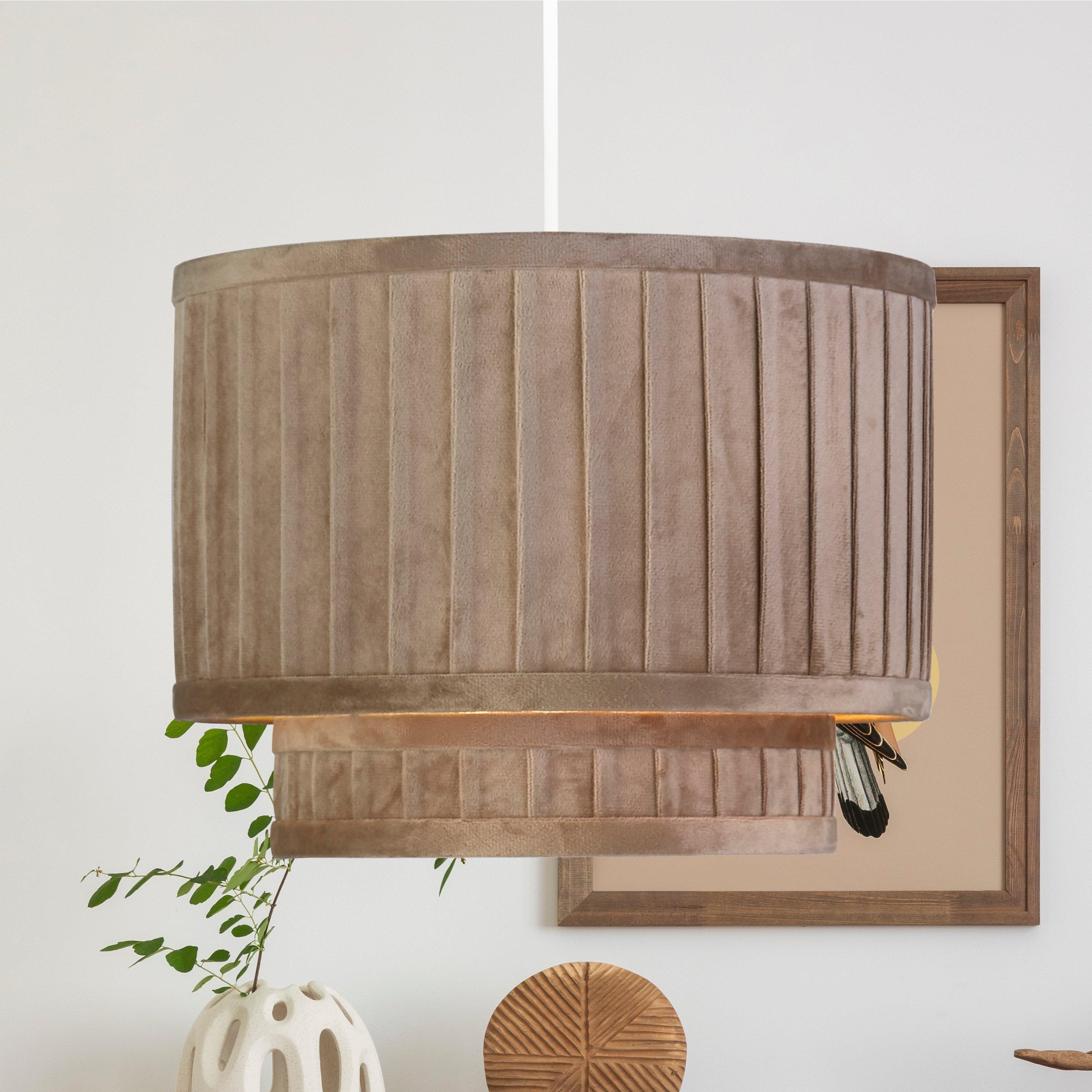Taupe - Lighting Collection - Aurelia Taupe Wide Pleat Ceiling Shade - 1