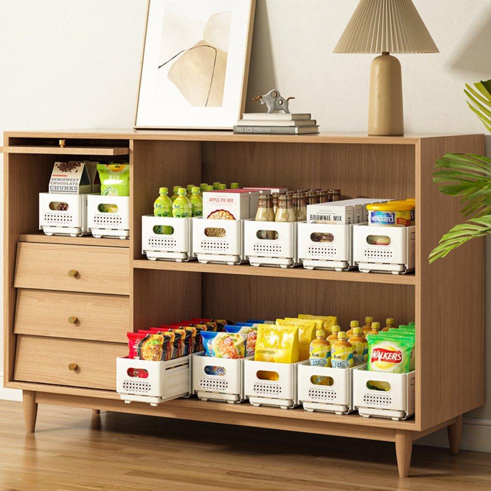 Cream - LIFE IDEAS - 4pcs Expandable Stackable Clothes Storage Basket - 2