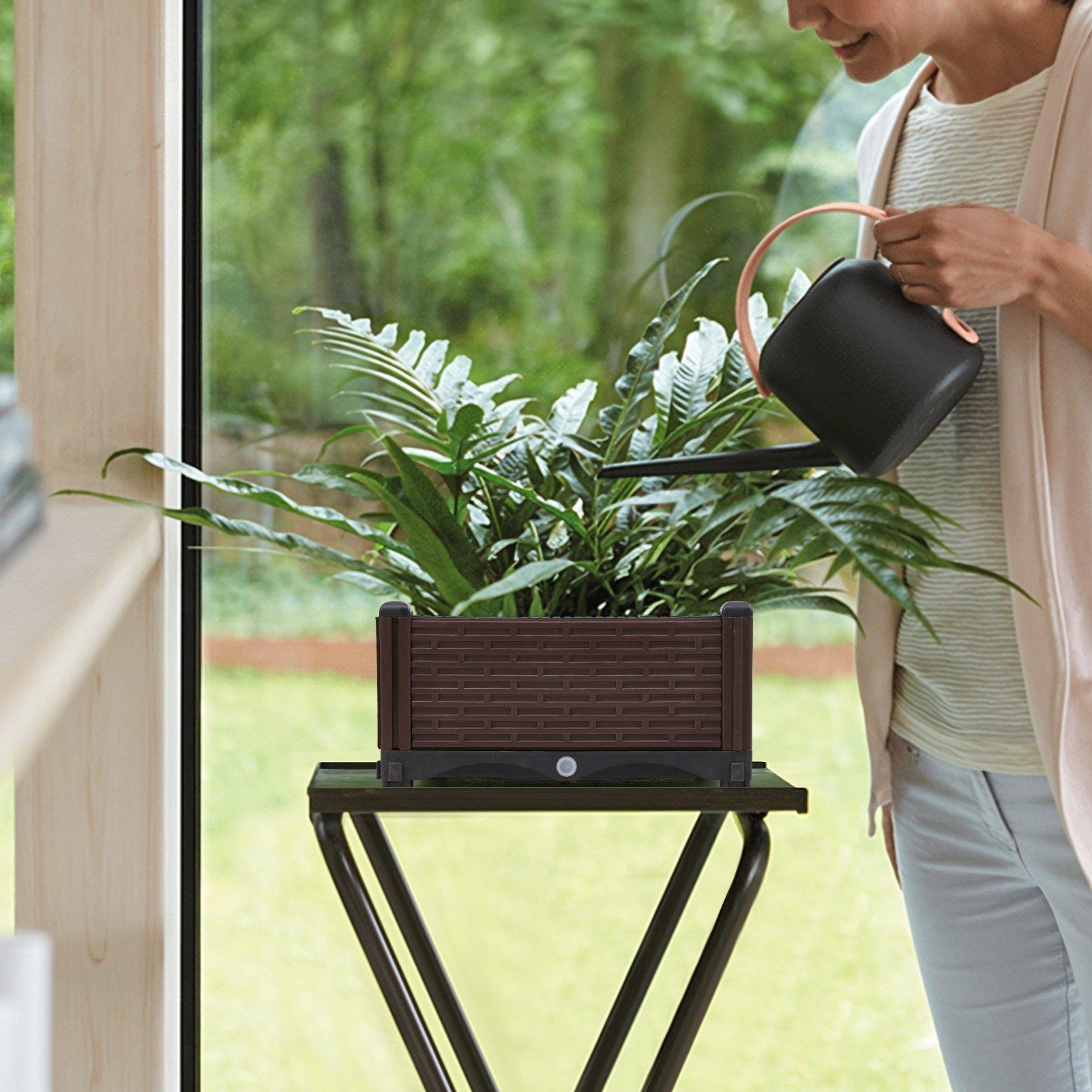 Brown/Black - LIFE IDEAS - 2pcs Plastic Raised Garden Bed Planter Box - 2