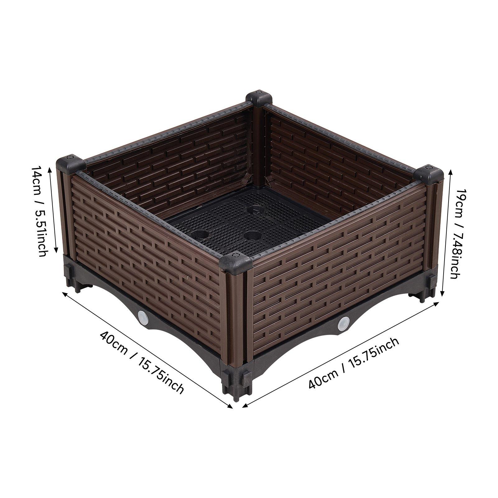 Brown/Black - LIFE IDEAS - 2pcs Plastic Raised Garden Bed Planter Box - 3