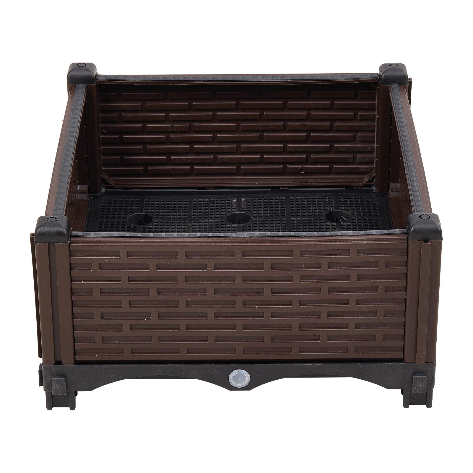 Brown/Black - LIFE IDEAS - 2pcs Plastic Raised Garden Bed Planter Box - 5