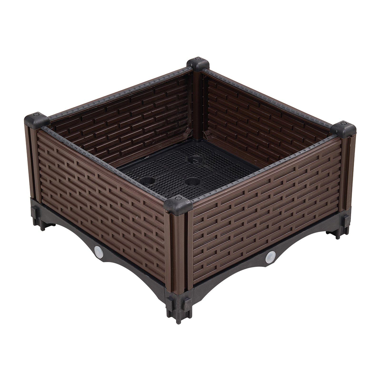 Brown/Black - LIFE IDEAS - 2pcs Plastic Raised Garden Bed Planter Box - 6