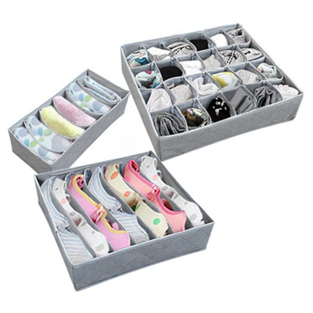 Grey - LIFE IDEAS - 2x Clothes Organizer Storage Box Set - 1