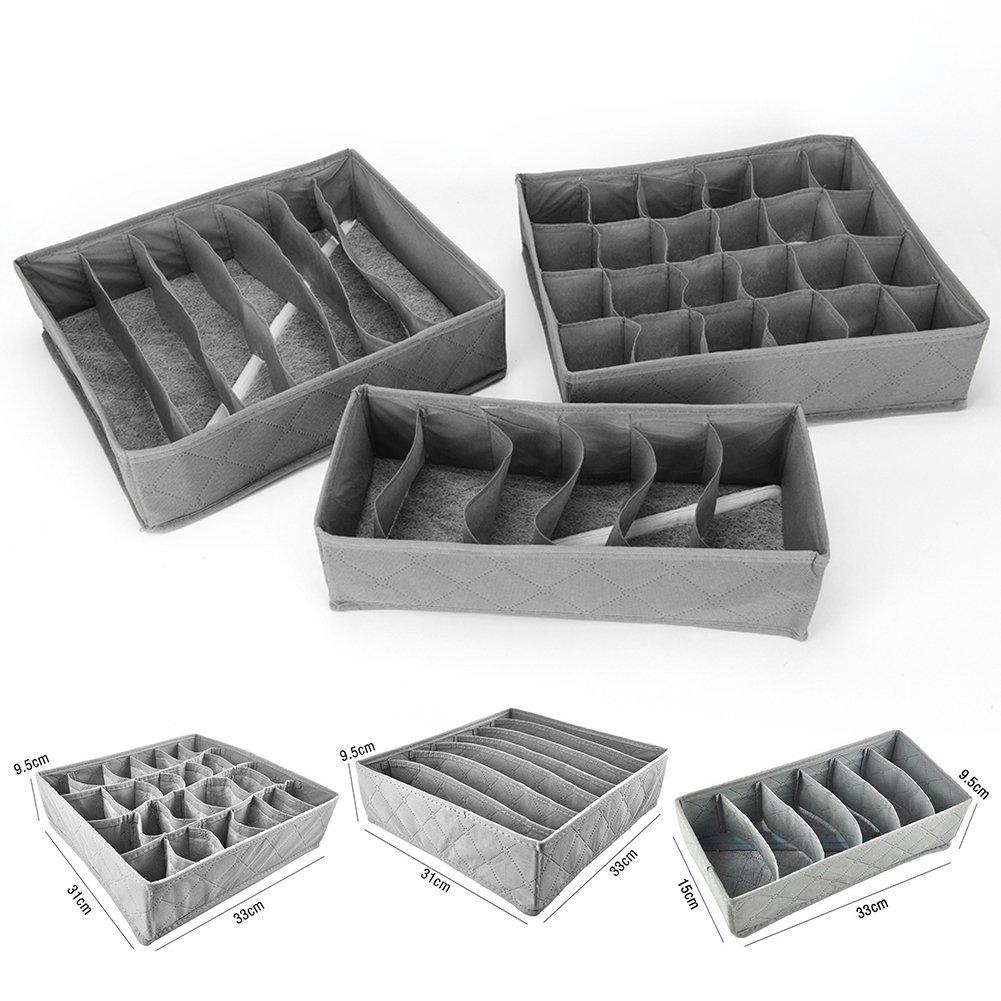 Grey - LIFE IDEAS - 2x Clothes Organizer Storage Box Set - 2