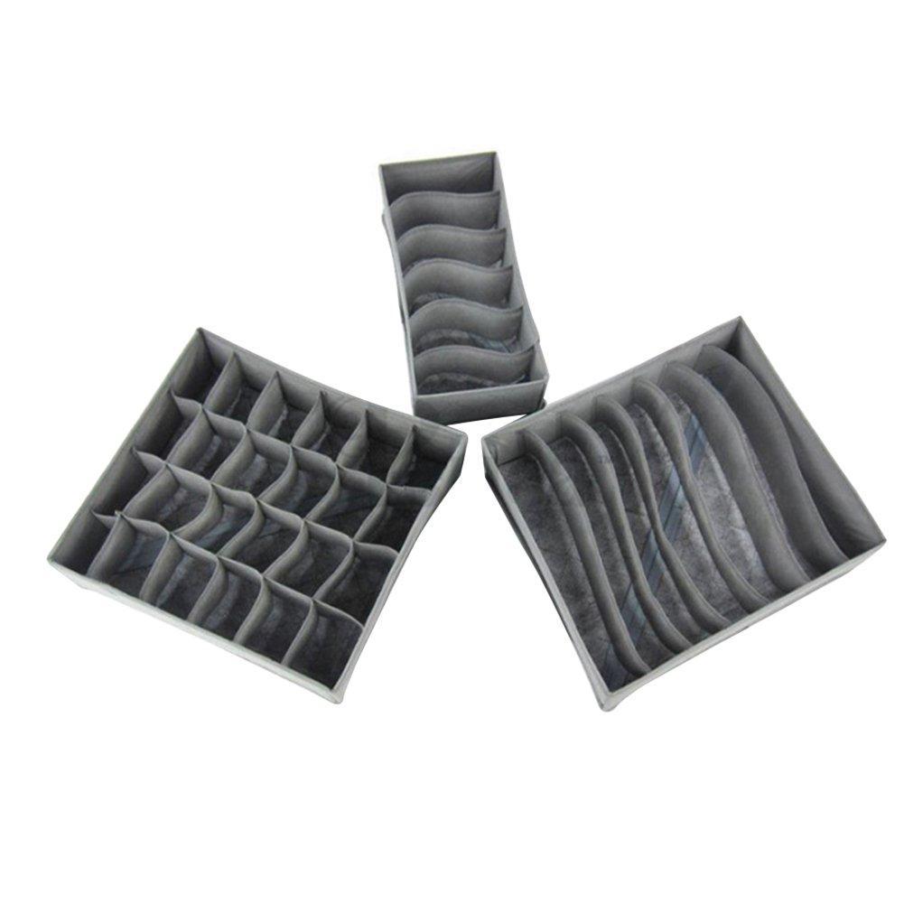 Grey - LIFE IDEAS - 2x Clothes Organizer Storage Box Set - 4