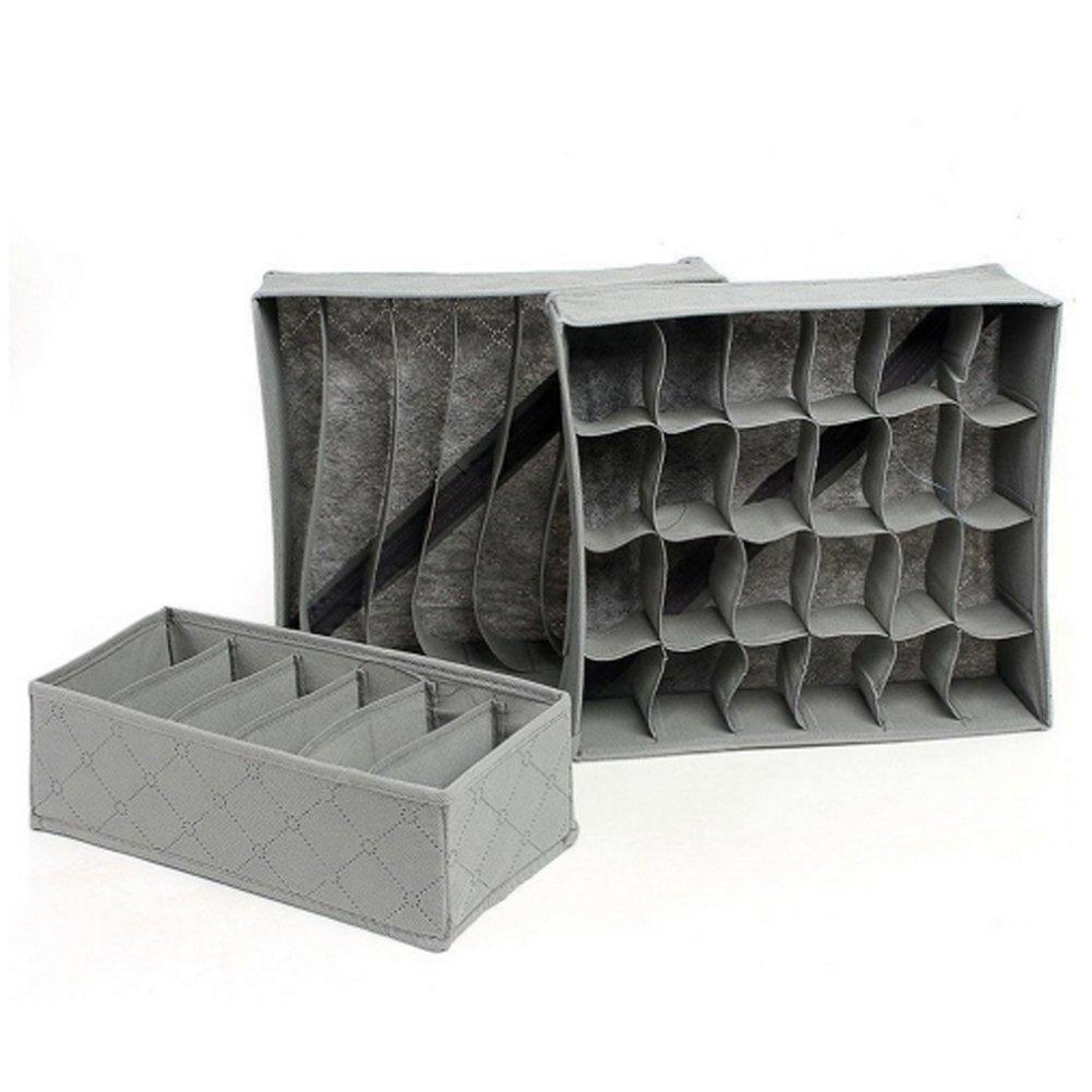 Grey - LIFE IDEAS - 2x Clothes Organizer Storage Box Set - 7