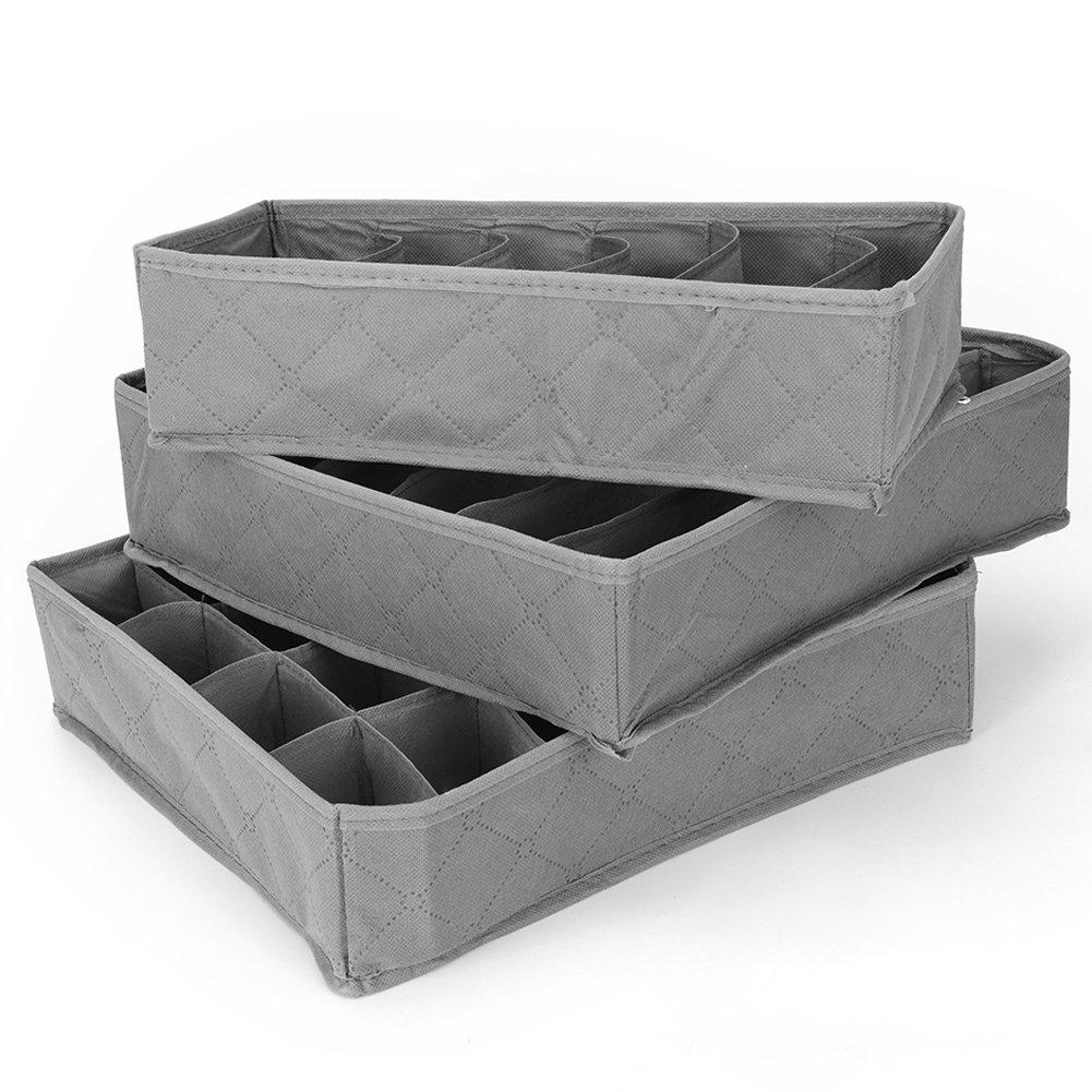 Grey - LIFE IDEAS - 2x Clothes Organizer Storage Box Set - 10