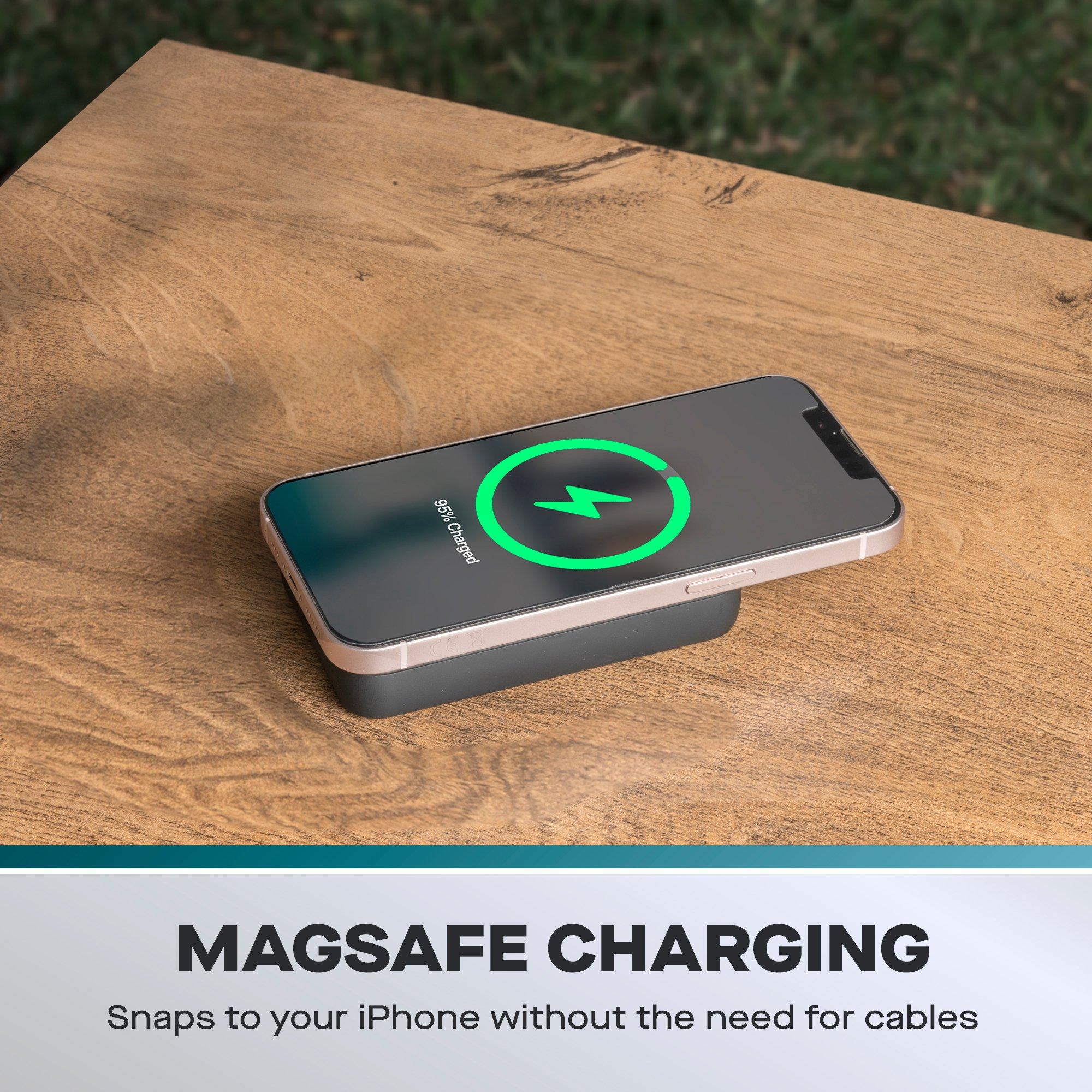 Black - Daewoo Electricals - 10000mAh Portable MagSafe Wireless Power Bank - 4