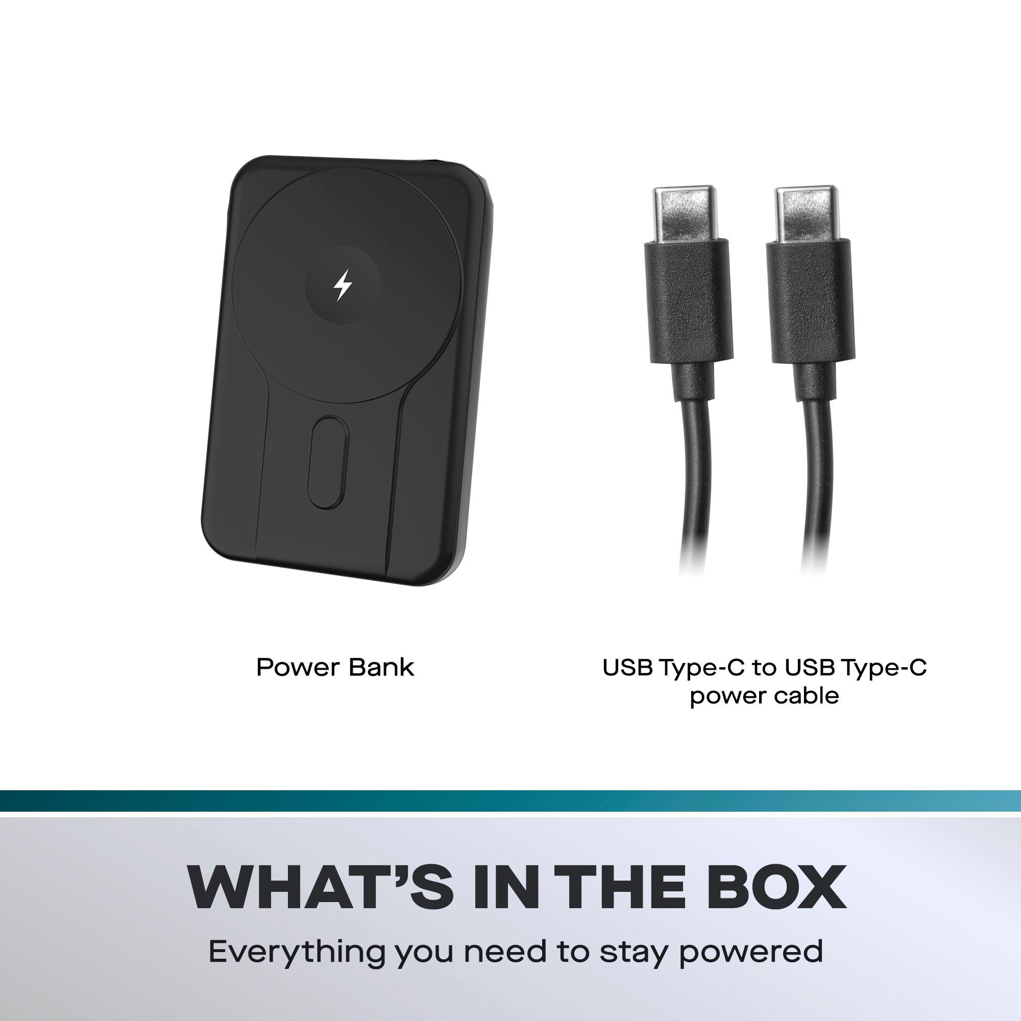 Black - Daewoo Electricals - 10000mAh Portable MagSafe Wireless Power Bank - 6