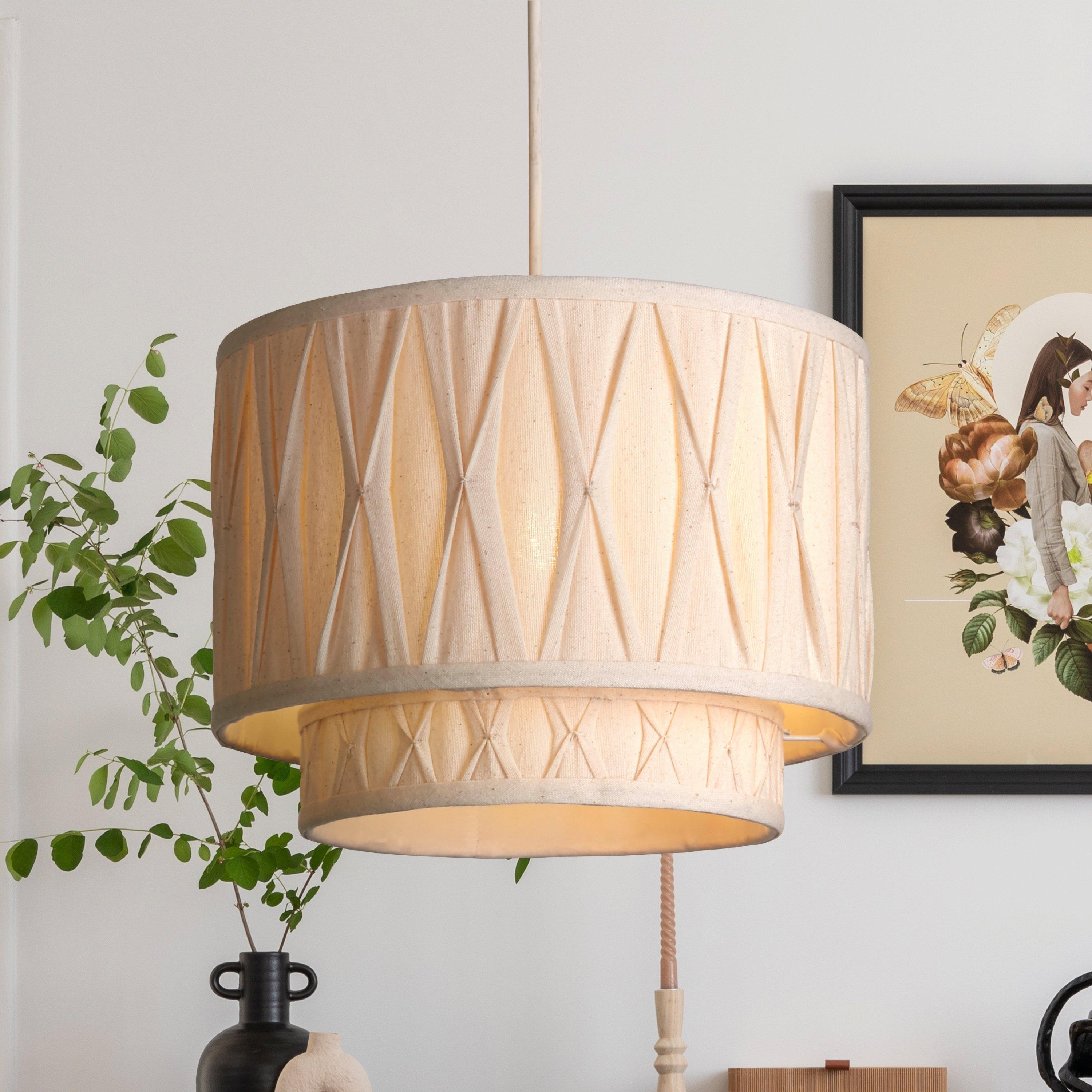 Cream - Lighting Collection - Aurelia Natural Pinch Pleat Ceiling Shade - 1