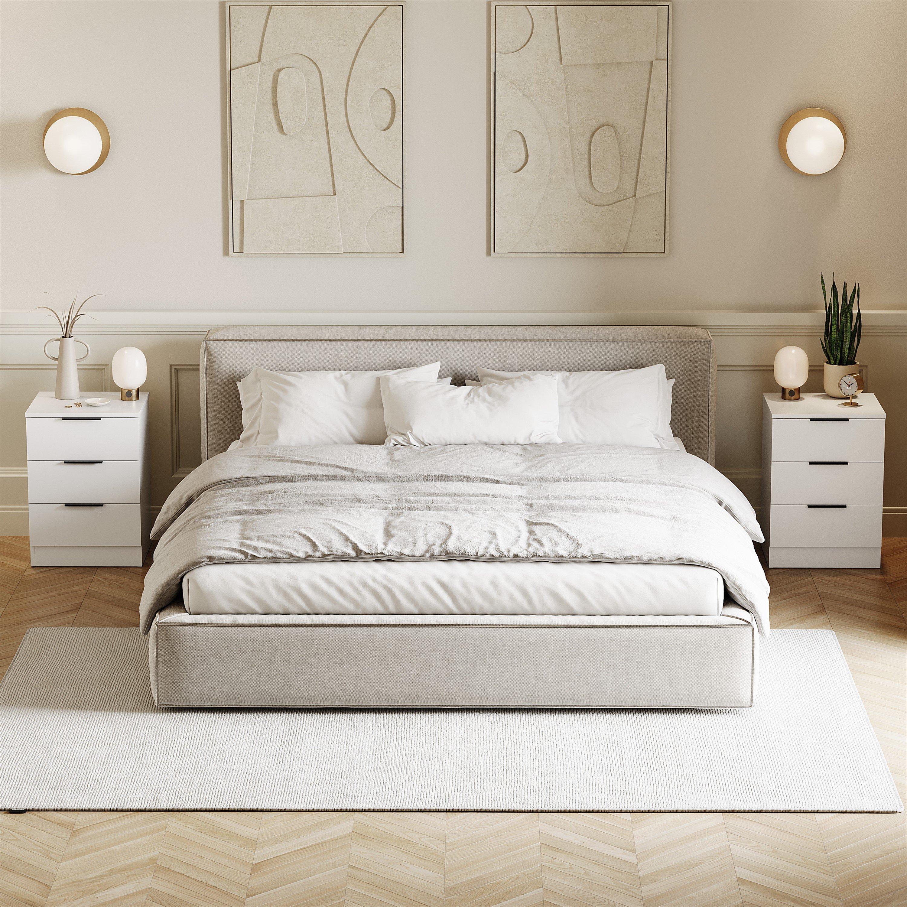 White - Lassic - Trega 3 Drawer Bedside Chest - 8