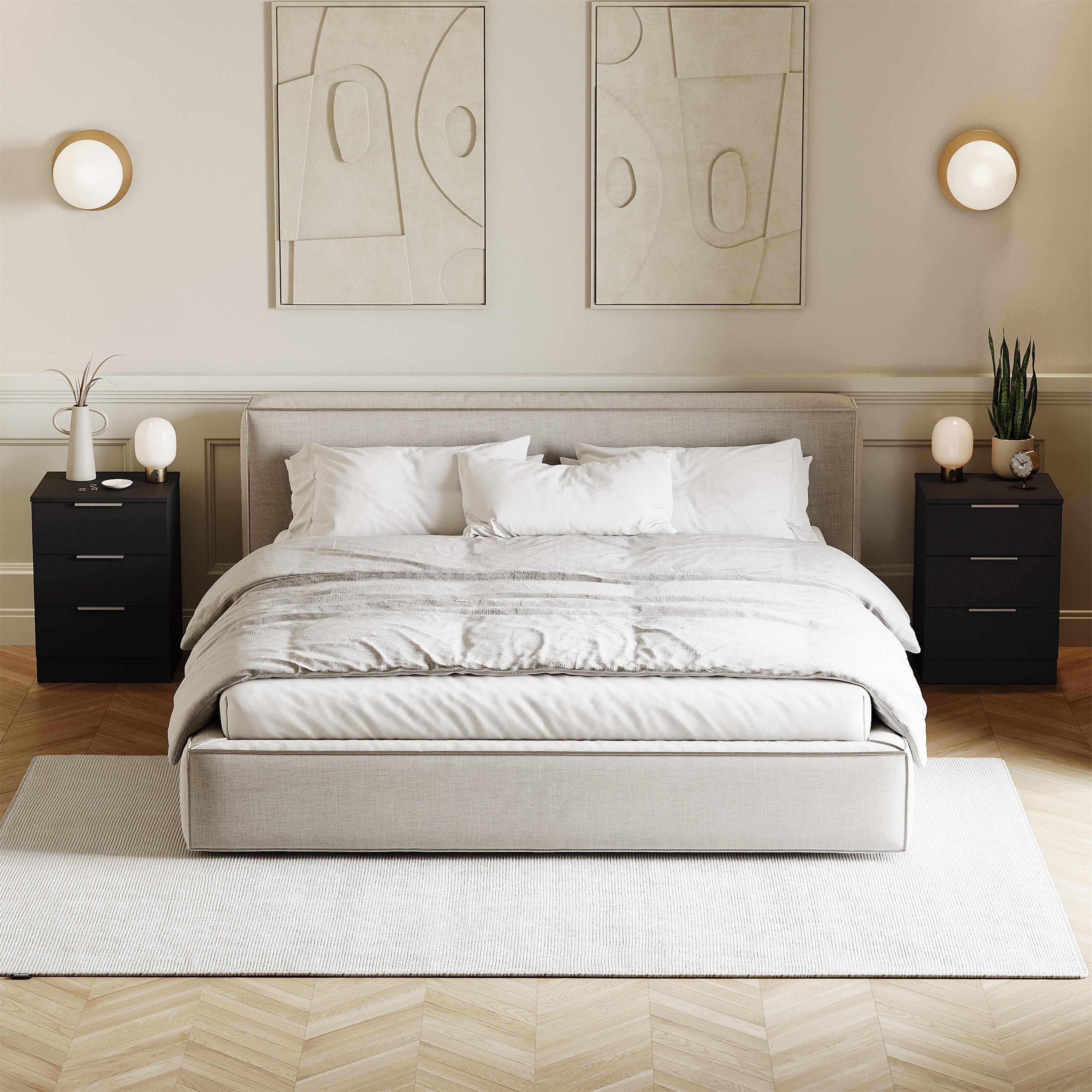 Black - Lassic - Trega 3 Drawer Bedside Chest - 8