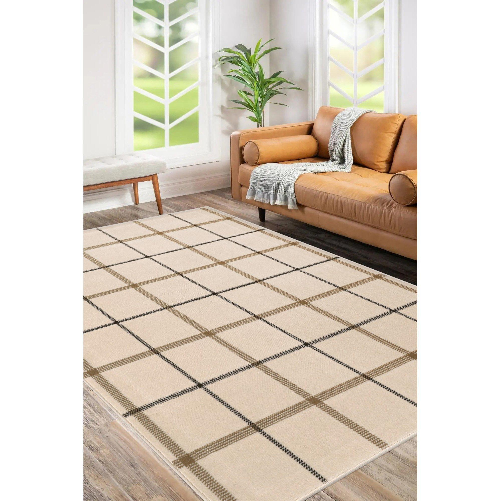 Homemaker  Maestro Check Rug Natural - 120x160cm