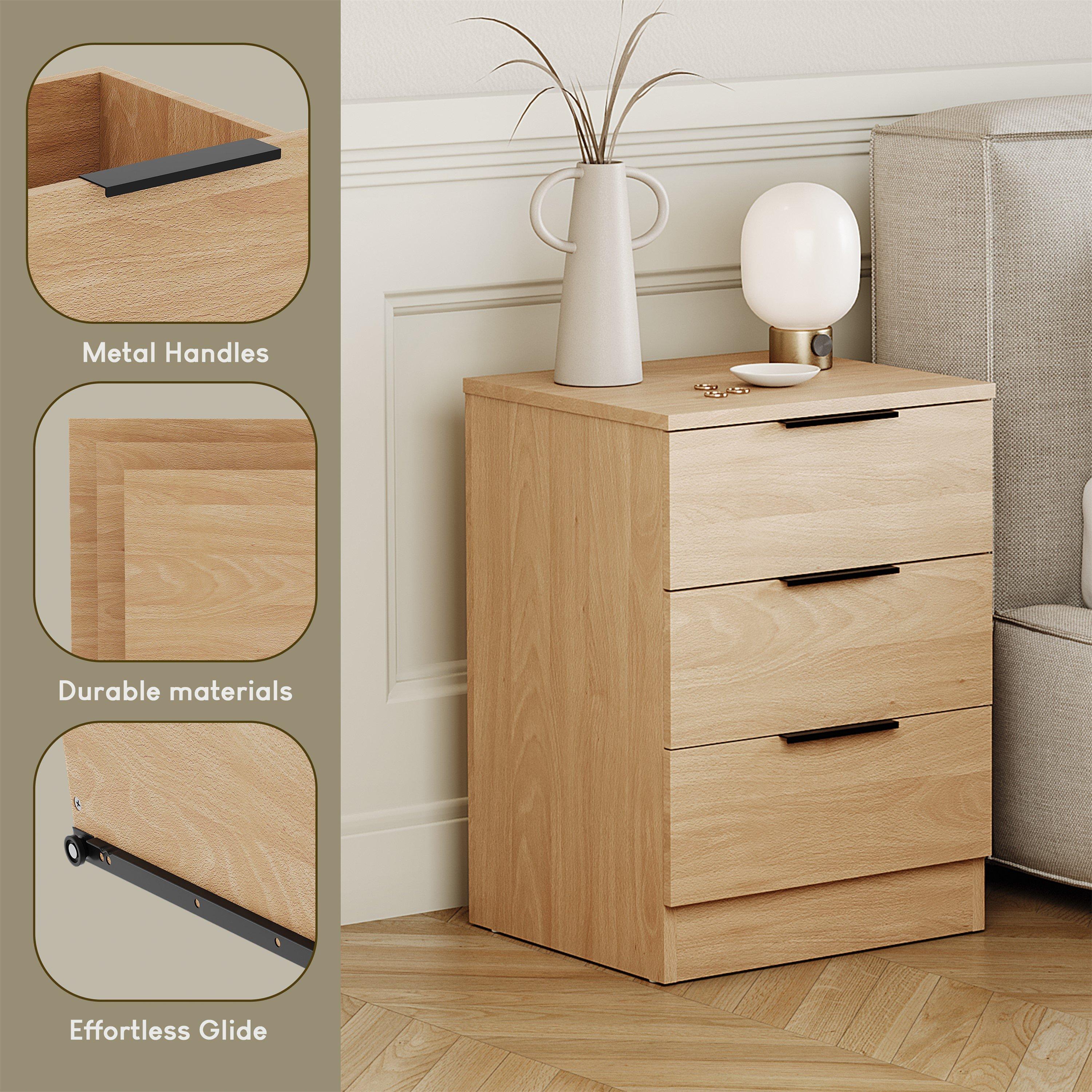 Pine - Lassic - Trega 3 Drawer Bedside Chest Set Of 2 - 8