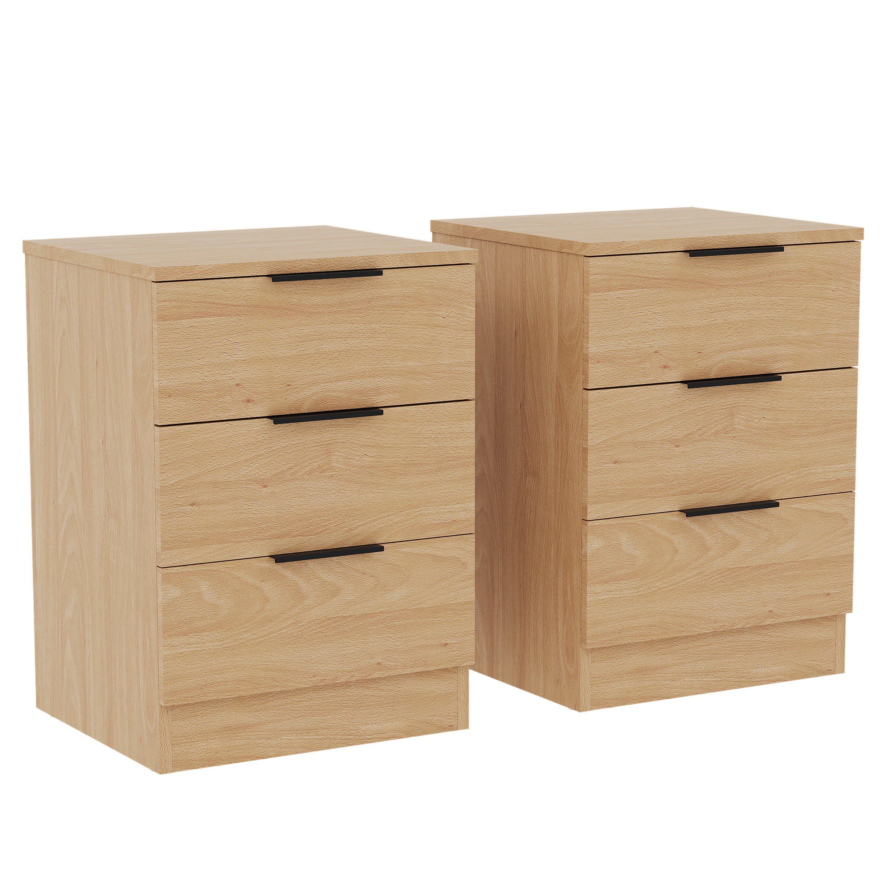 Pine - Lassic - Trega 3 Drawer Bedside Chest Set Of 2 - 9