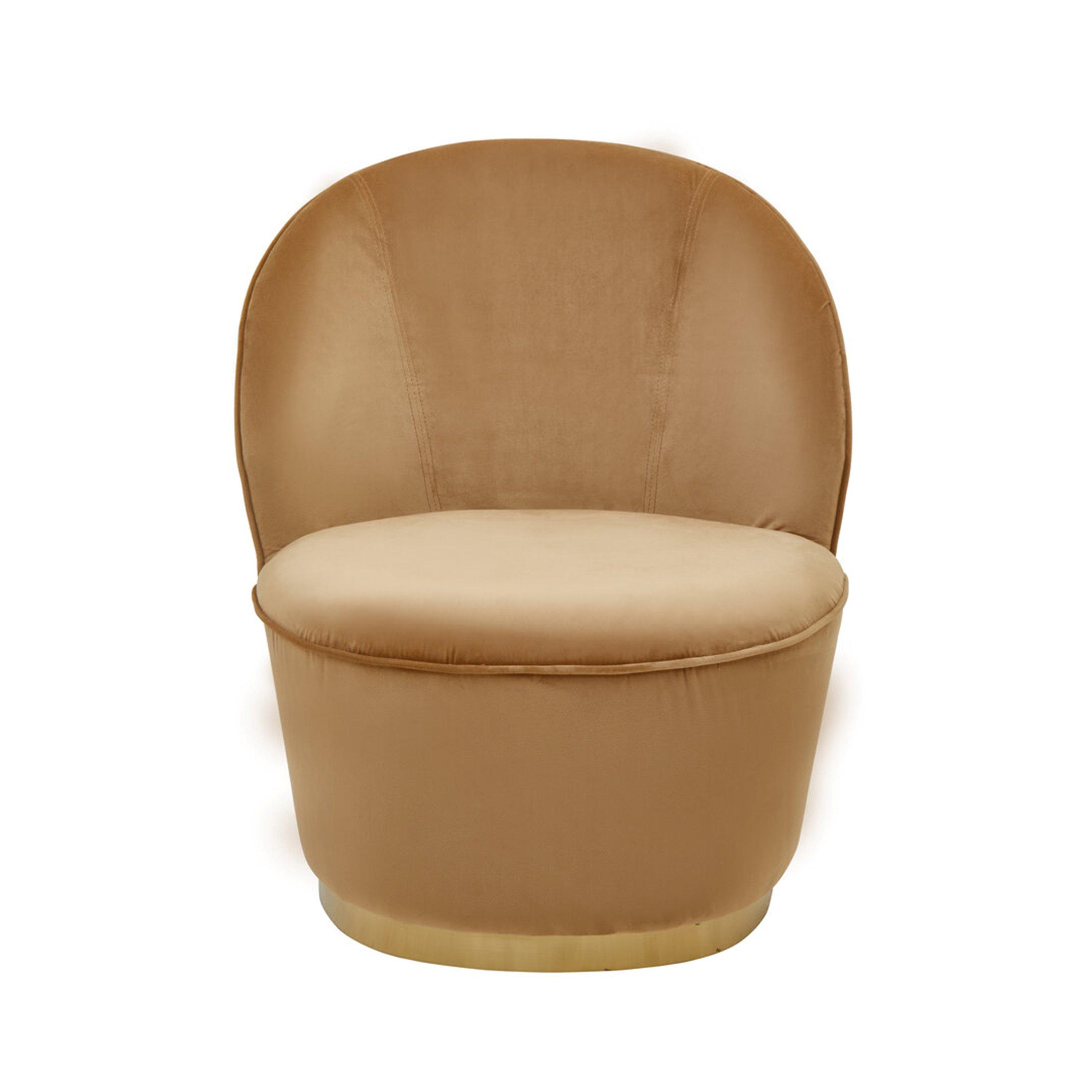 Interiors By Premier  Tamra Velvet Gold Base Chair Beige