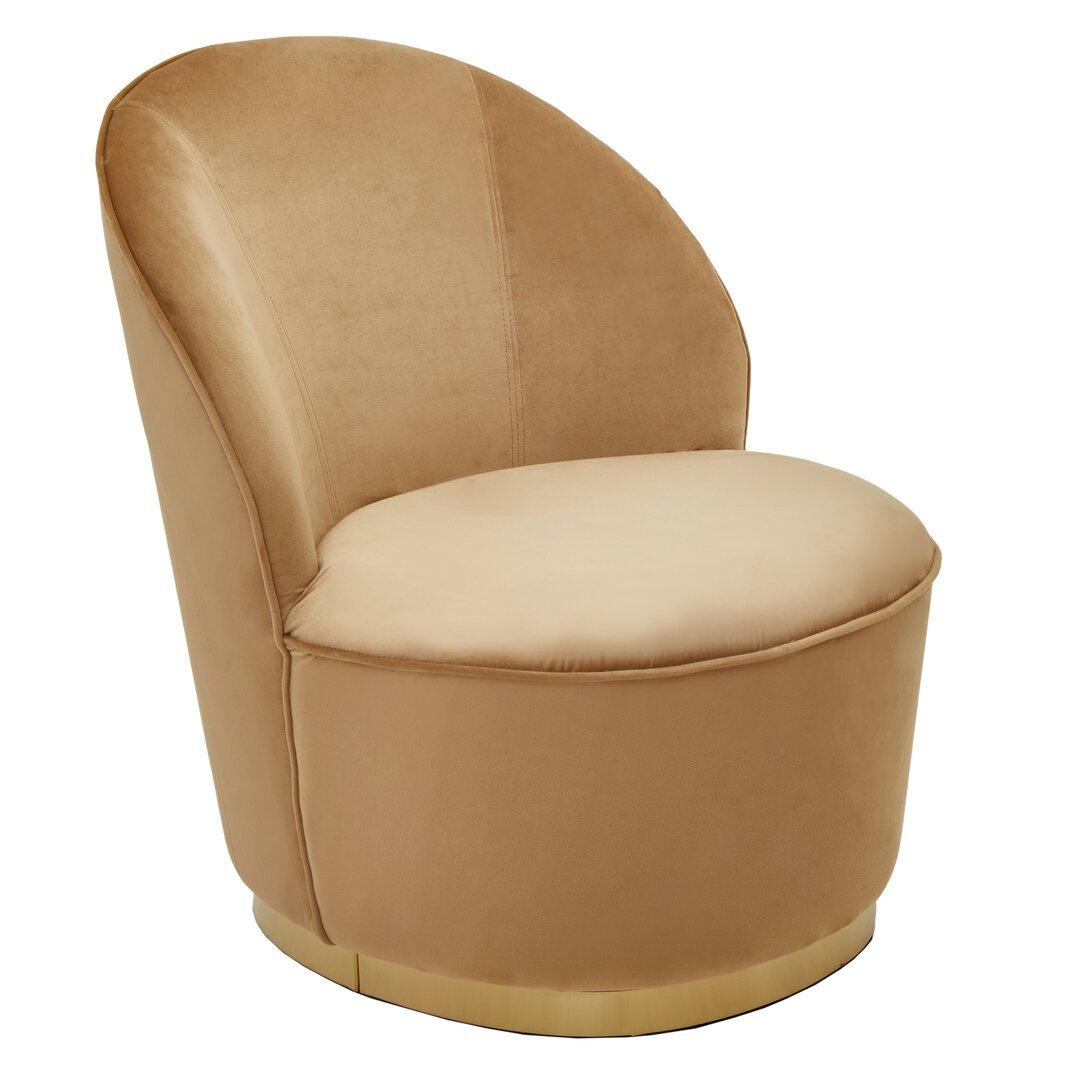 Beige - Interiors by Premier - Tamra Beige Velvet Gold Base Chair - 3