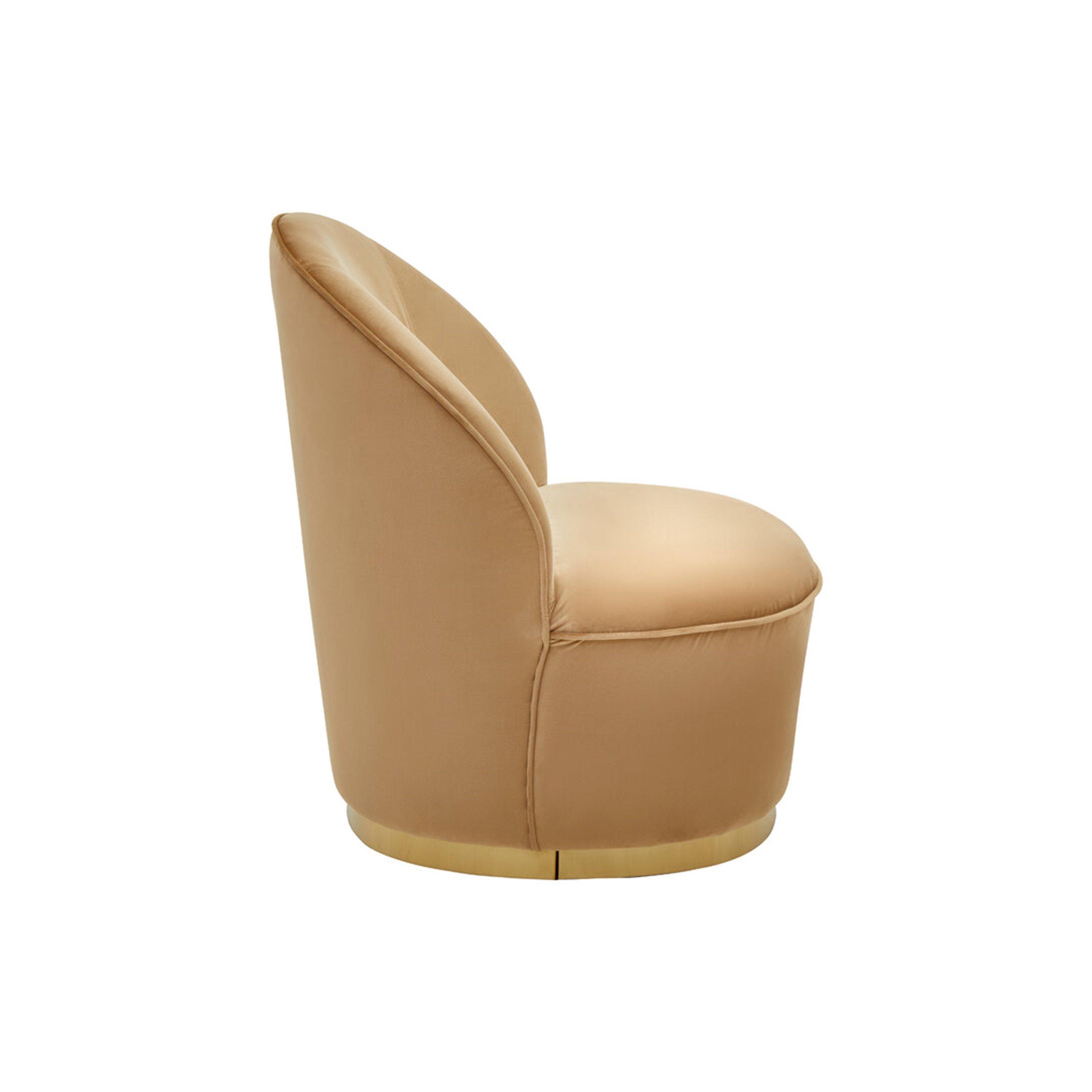 Beige - Interiors by Premier - Tamra Beige Velvet Gold Base Chair - 4