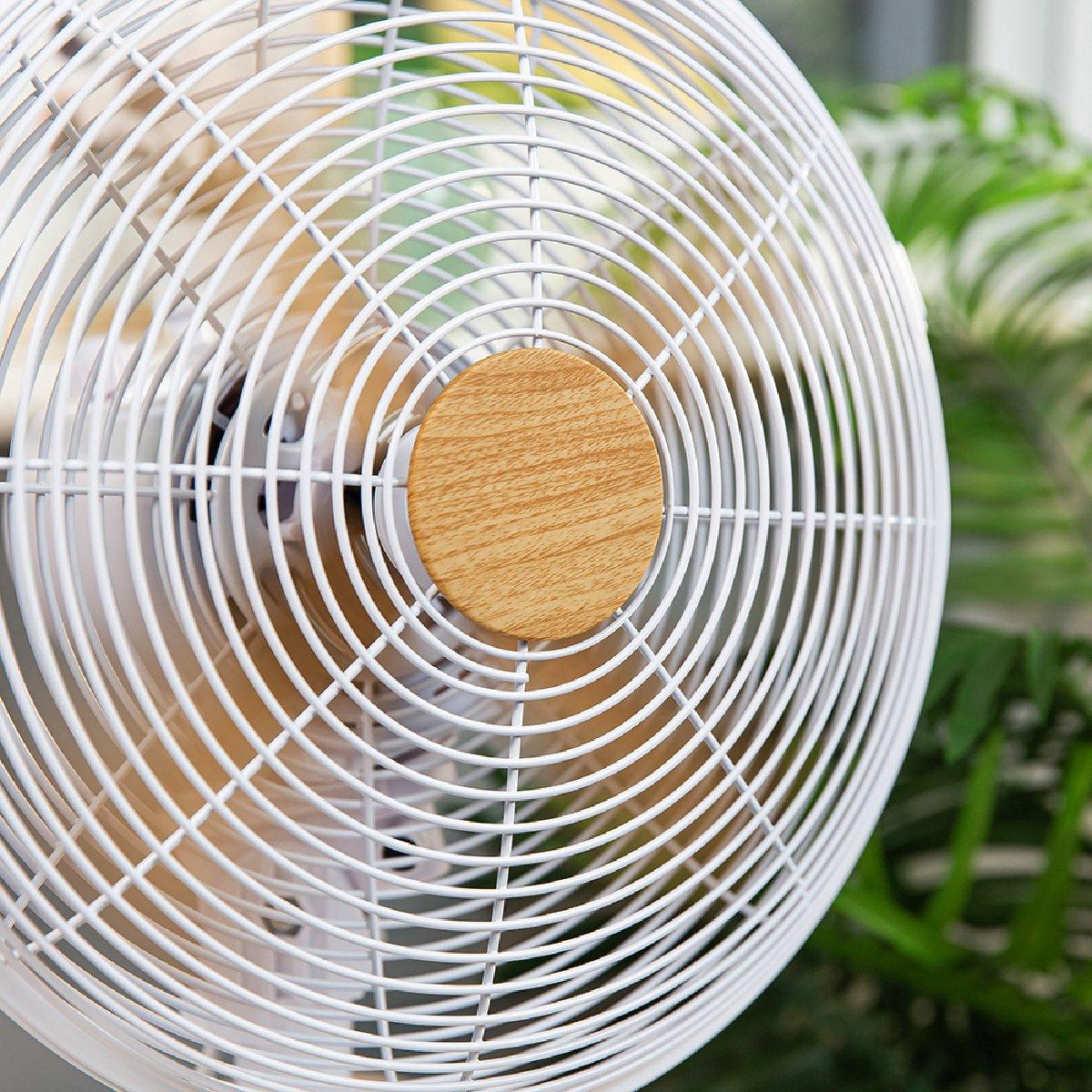 White With Wood - Russell Hobbs - RHMDF1201WDW 12" White Scandi Style Desk Fan - 4