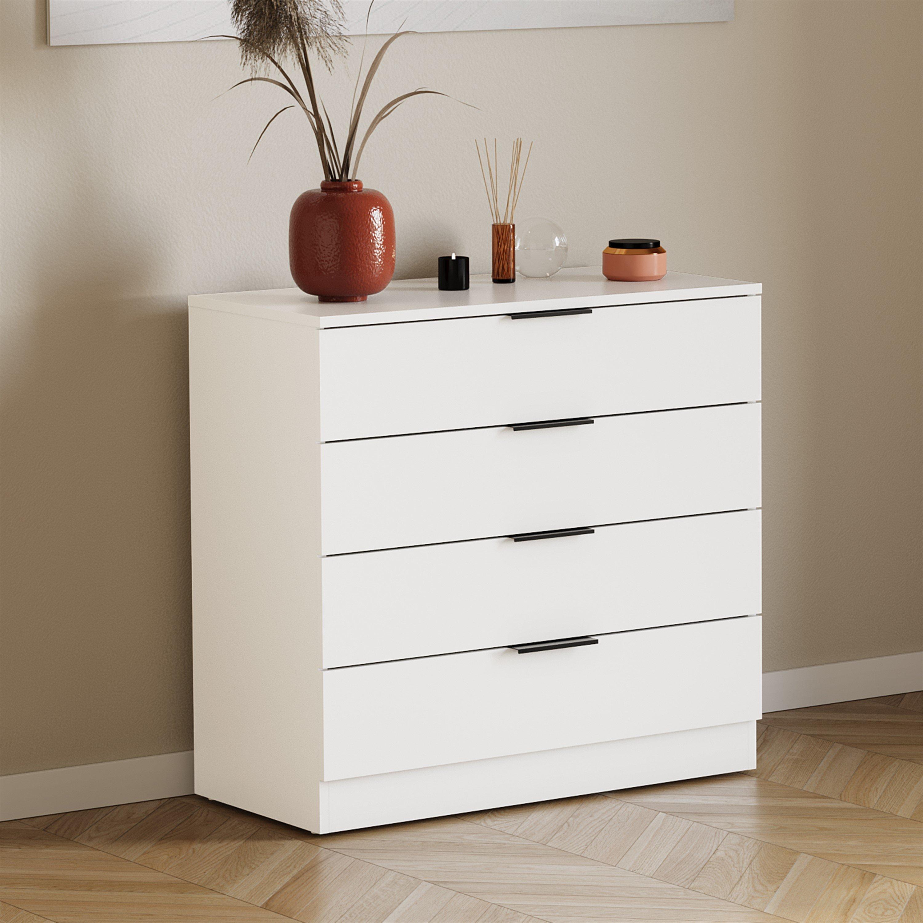 White - Lassic - Trega 4 Drawer Chest of Drawers - 1