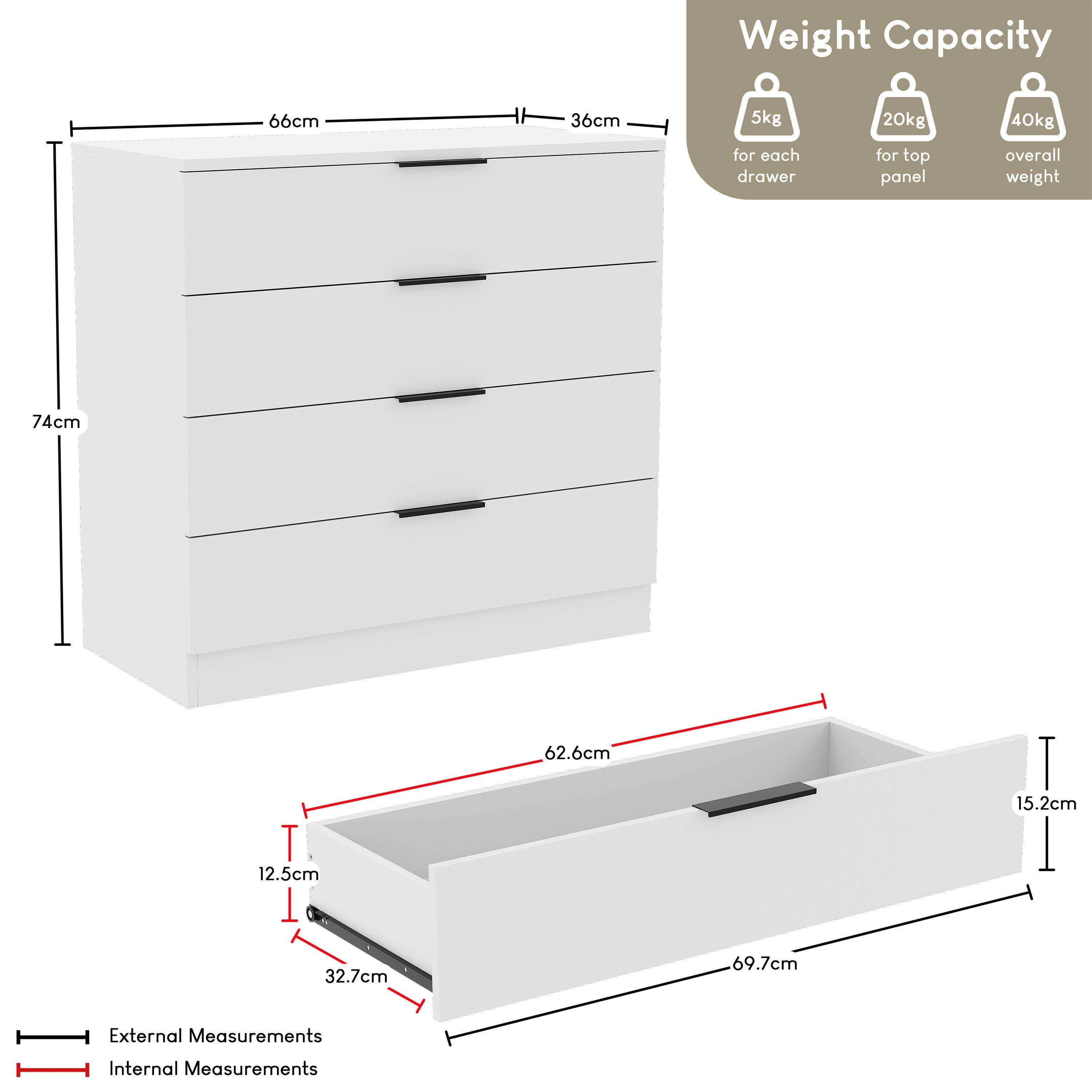 White - Lassic - Trega 4 Drawer Chest of Drawers - 2