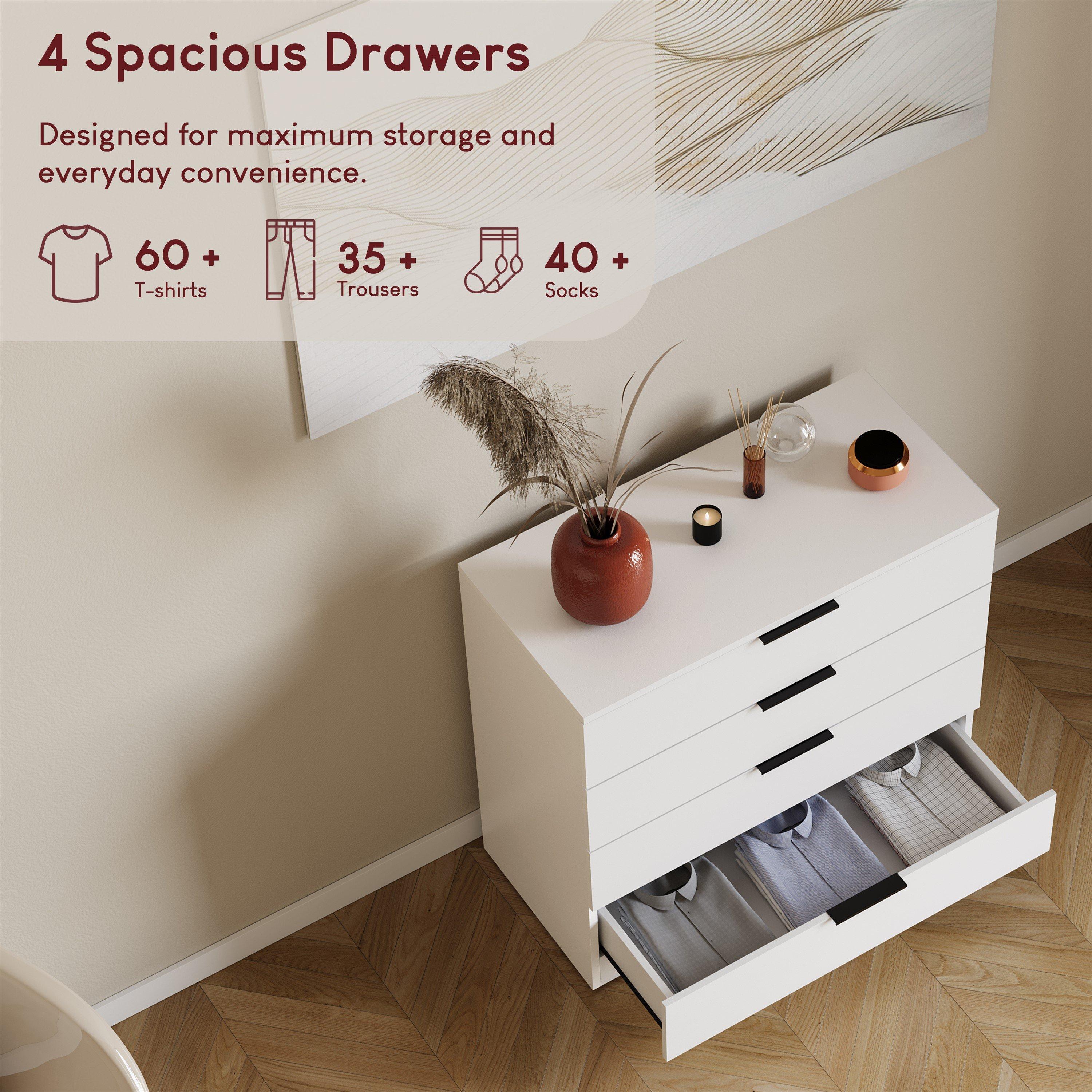 White - Lassic - Trega 4 Drawer Chest of Drawers - 4
