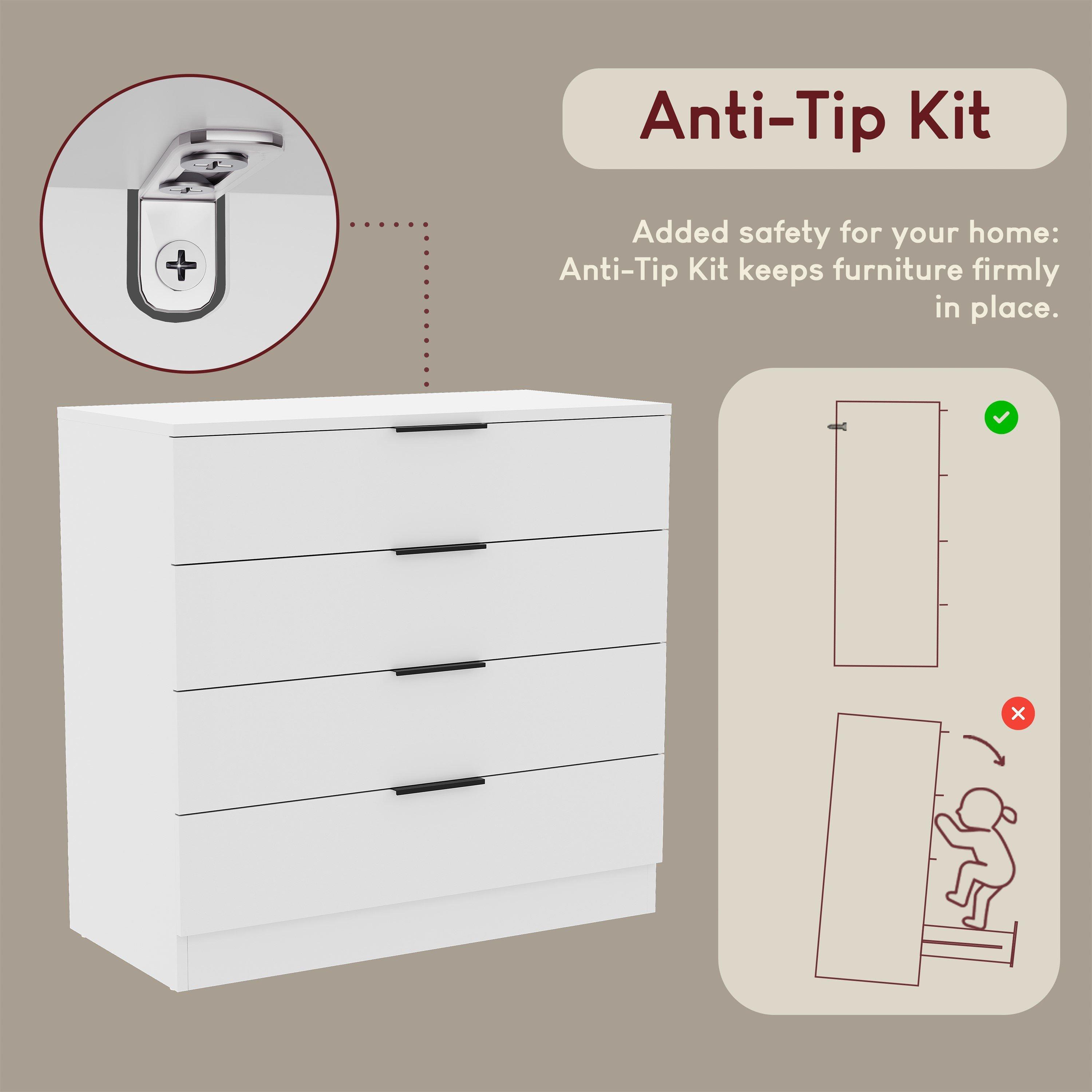 White - Lassic - Trega 4 Drawer Chest of Drawers - 8