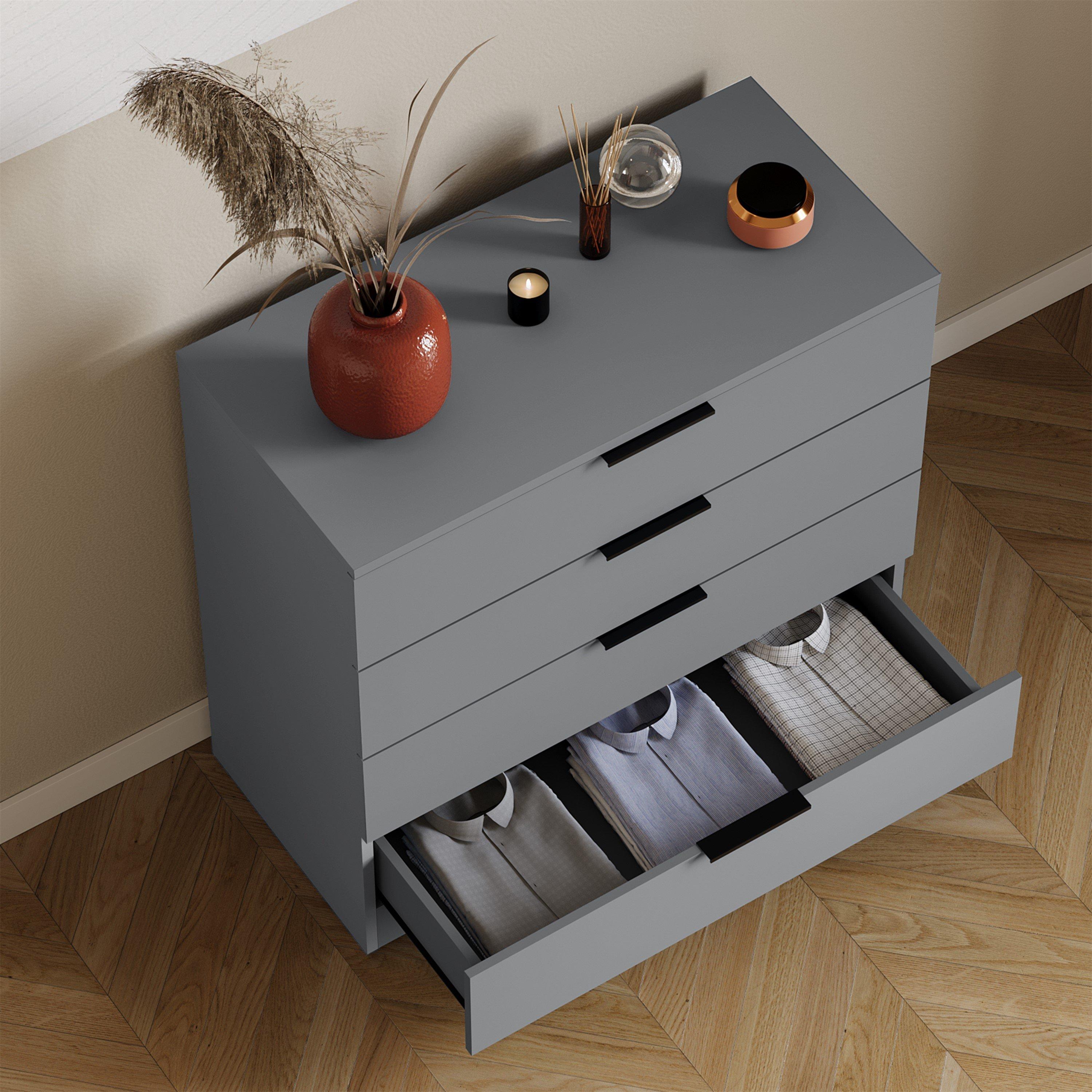 Grey - Lassic - Trega 4 Drawer Chest of Drawers - 5