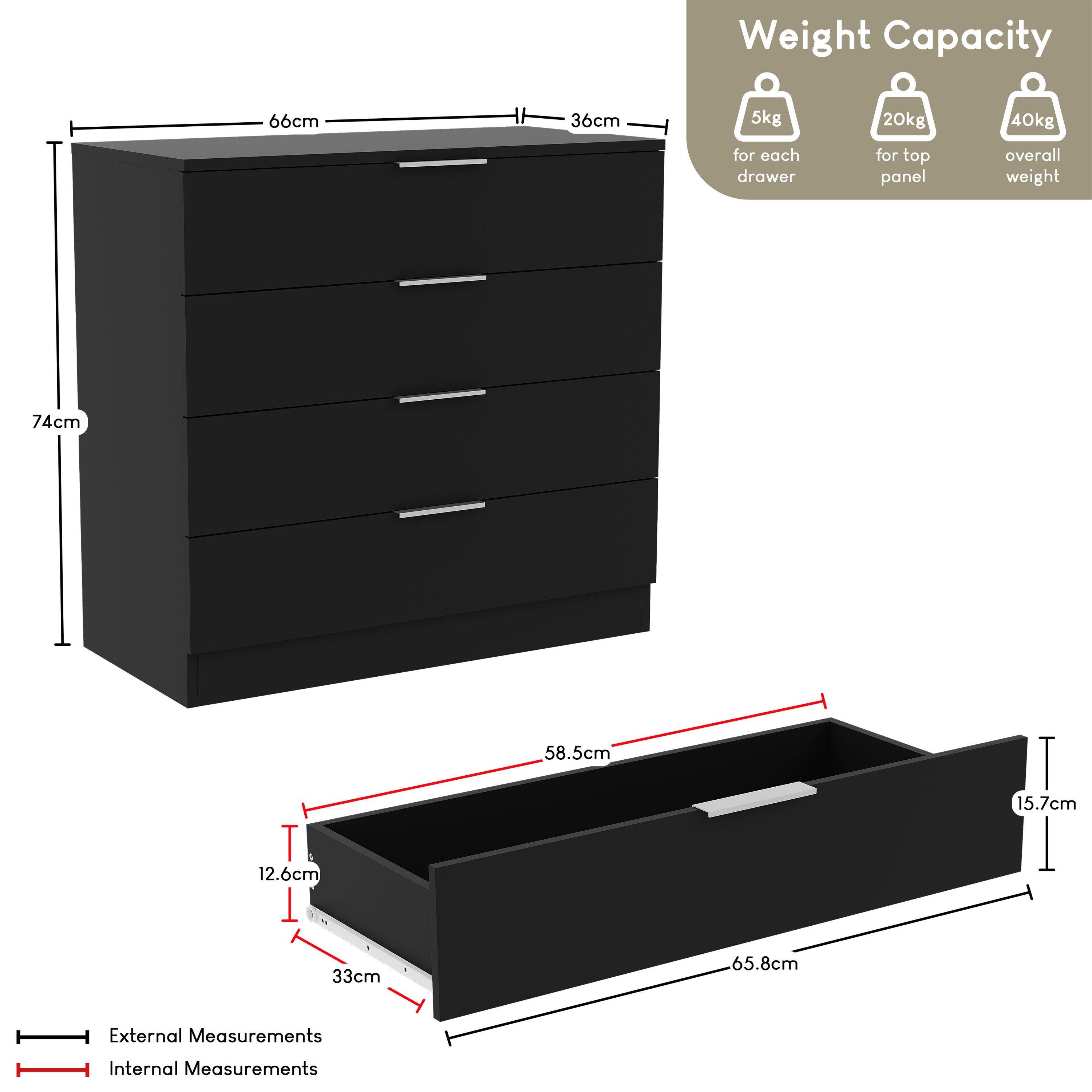 Black - Lassic - Trega 4 Drawer Chest of Drawers - 2