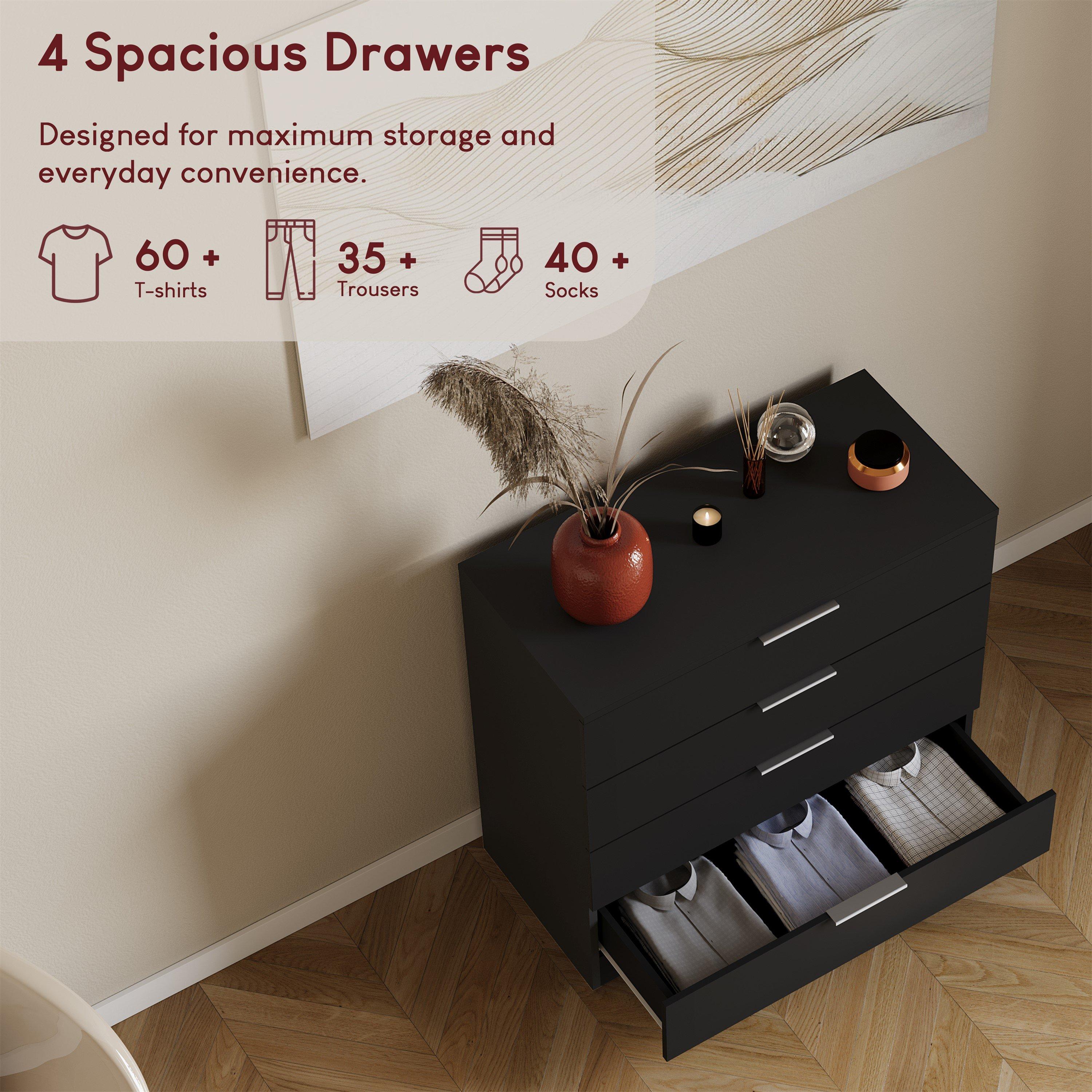 Black - Lassic - Trega 4 Drawer Chest of Drawers - 4