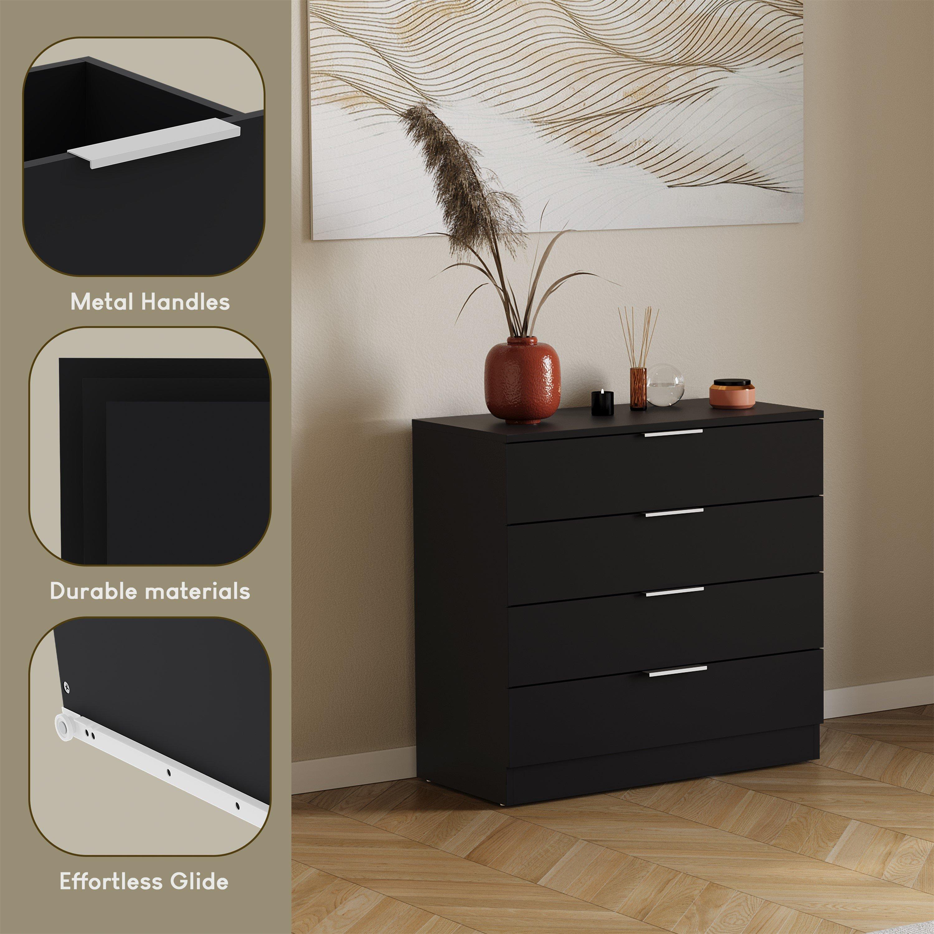 Black - Lassic - Trega 4 Drawer Chest of Drawers - 7
