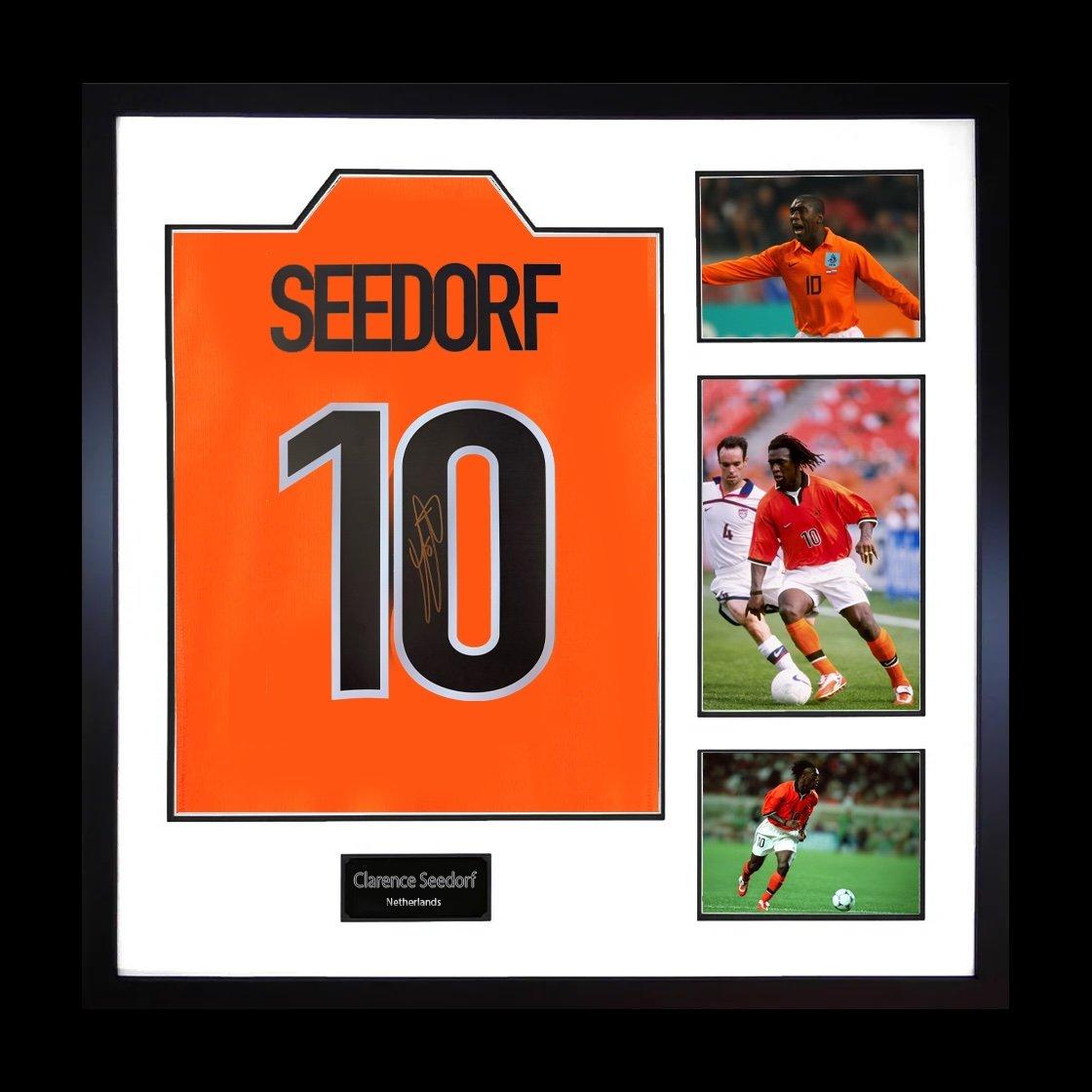 The Fan Cave Clarence Seedorf Signed Netherlands Shirt Elite Fr - Orange - 820x820mm