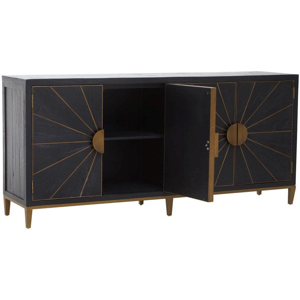Black - Fifty Five South - Midas Black and Brass Sideboard - 1