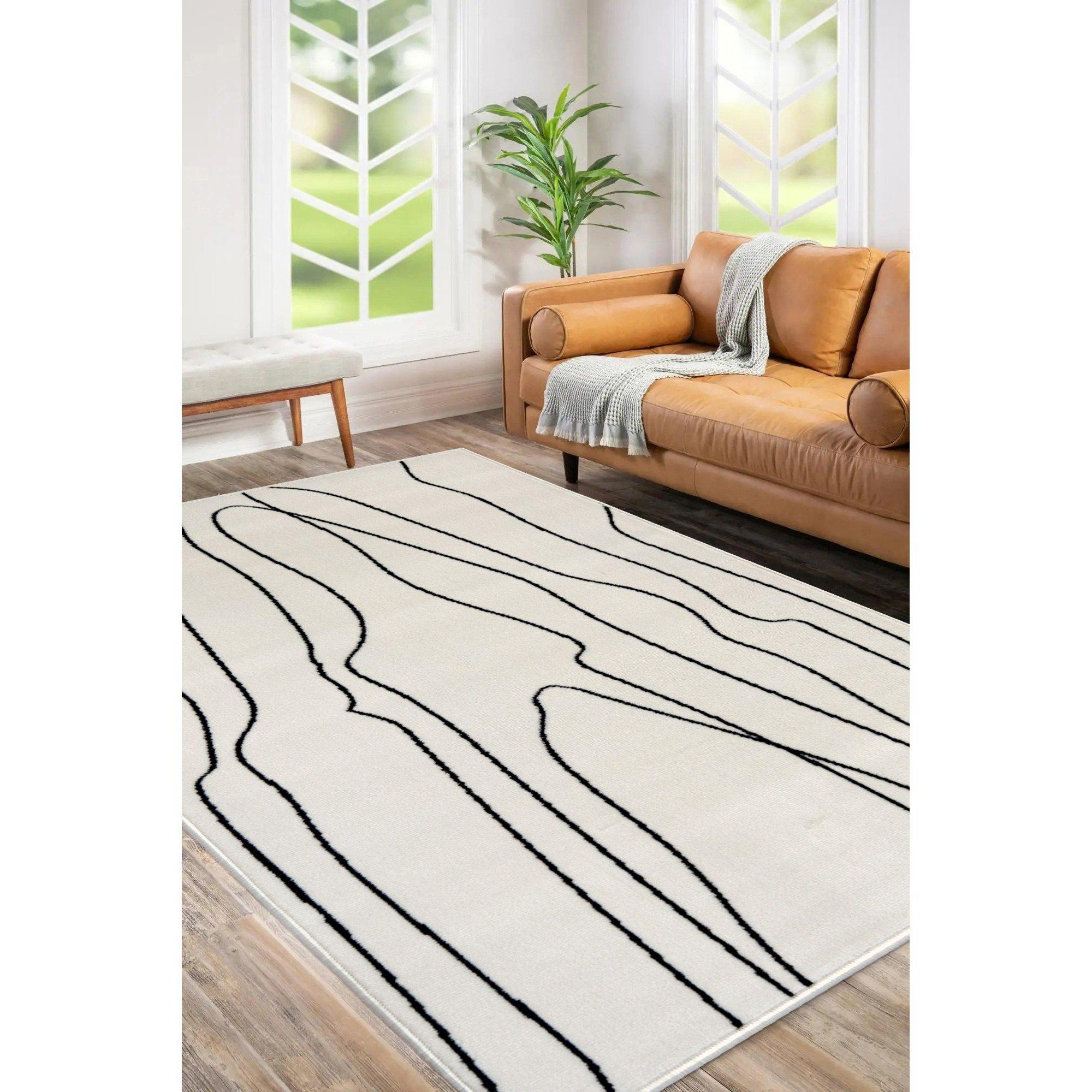 Homemaker  Maestro Linear Rug Monochrome - White - 160x230cm