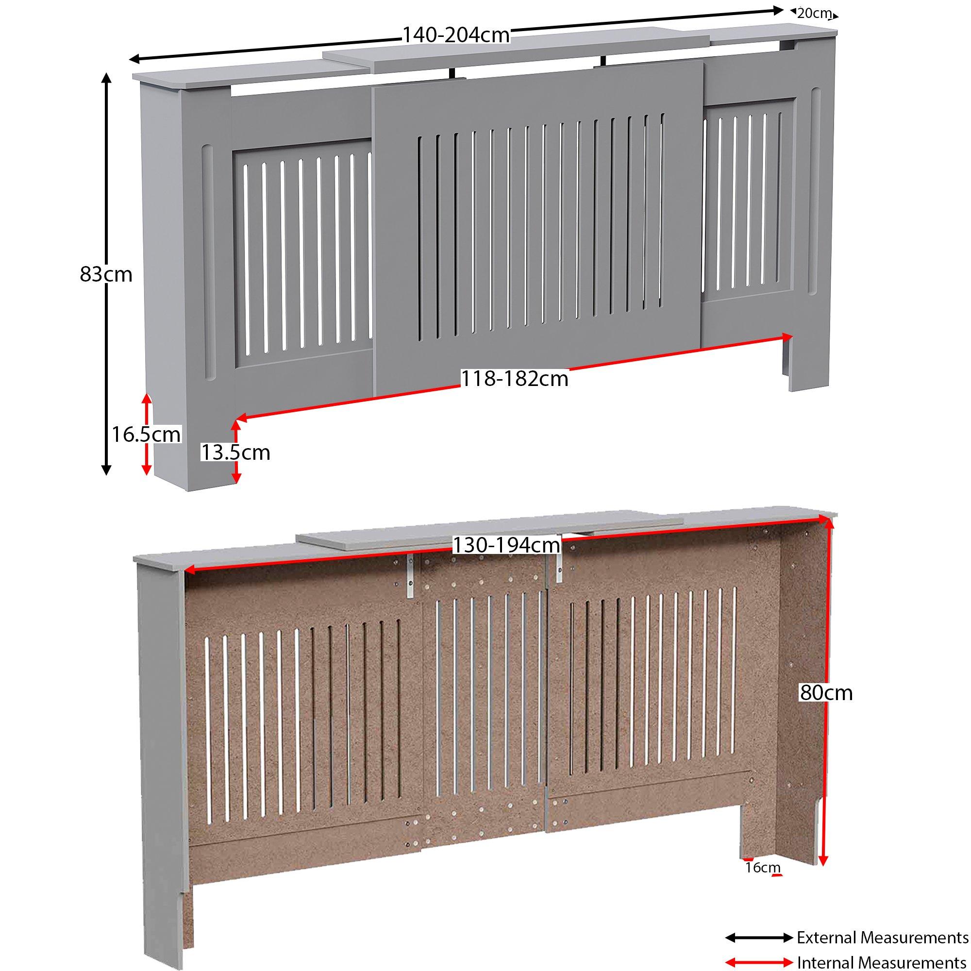 Grey - Lassic - Vida Designs Chelsea Adjustable Radiator Cover - 2