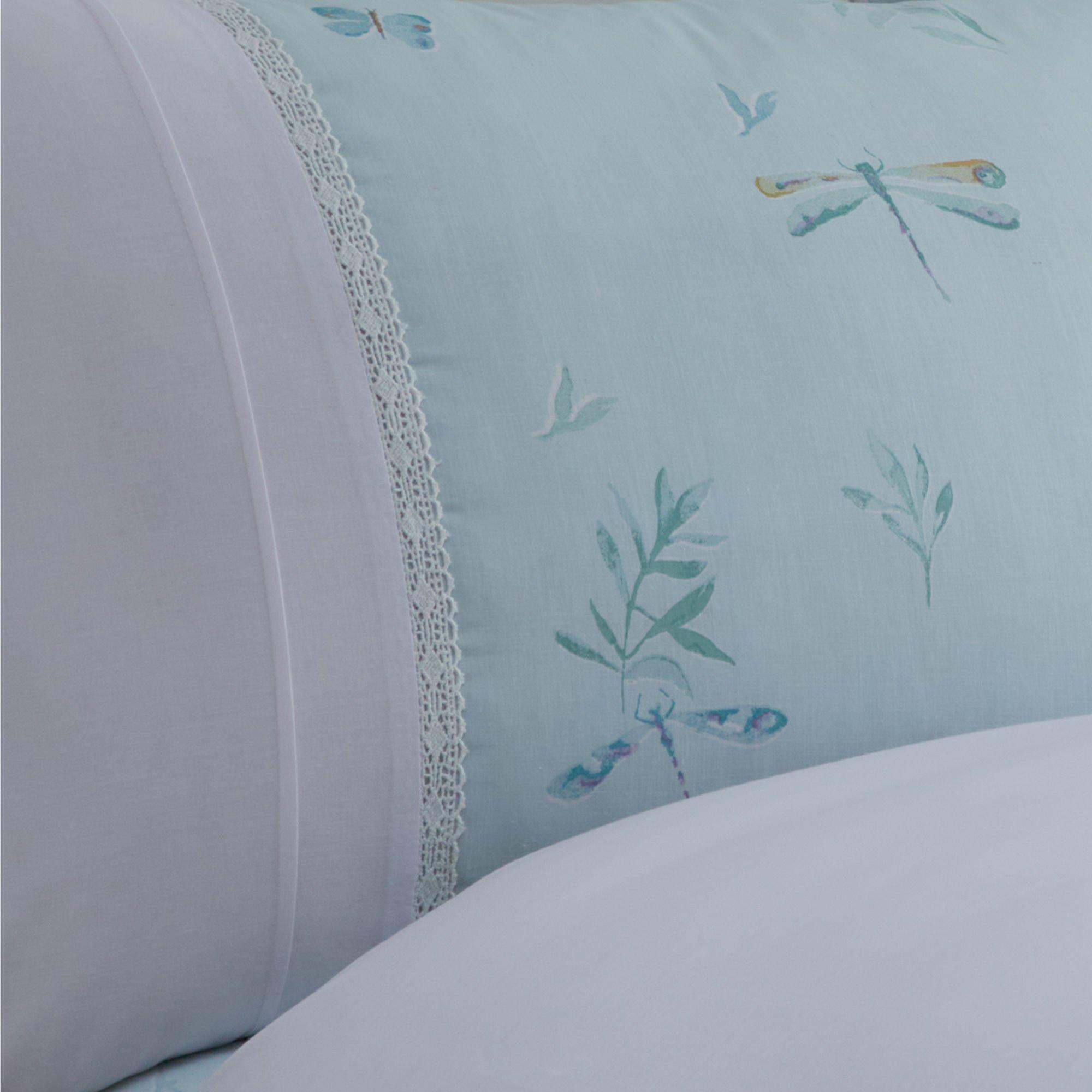 Duck Egg - Dreams and Drapes - Fifi Lace Trim Duvet Cover Set - 3