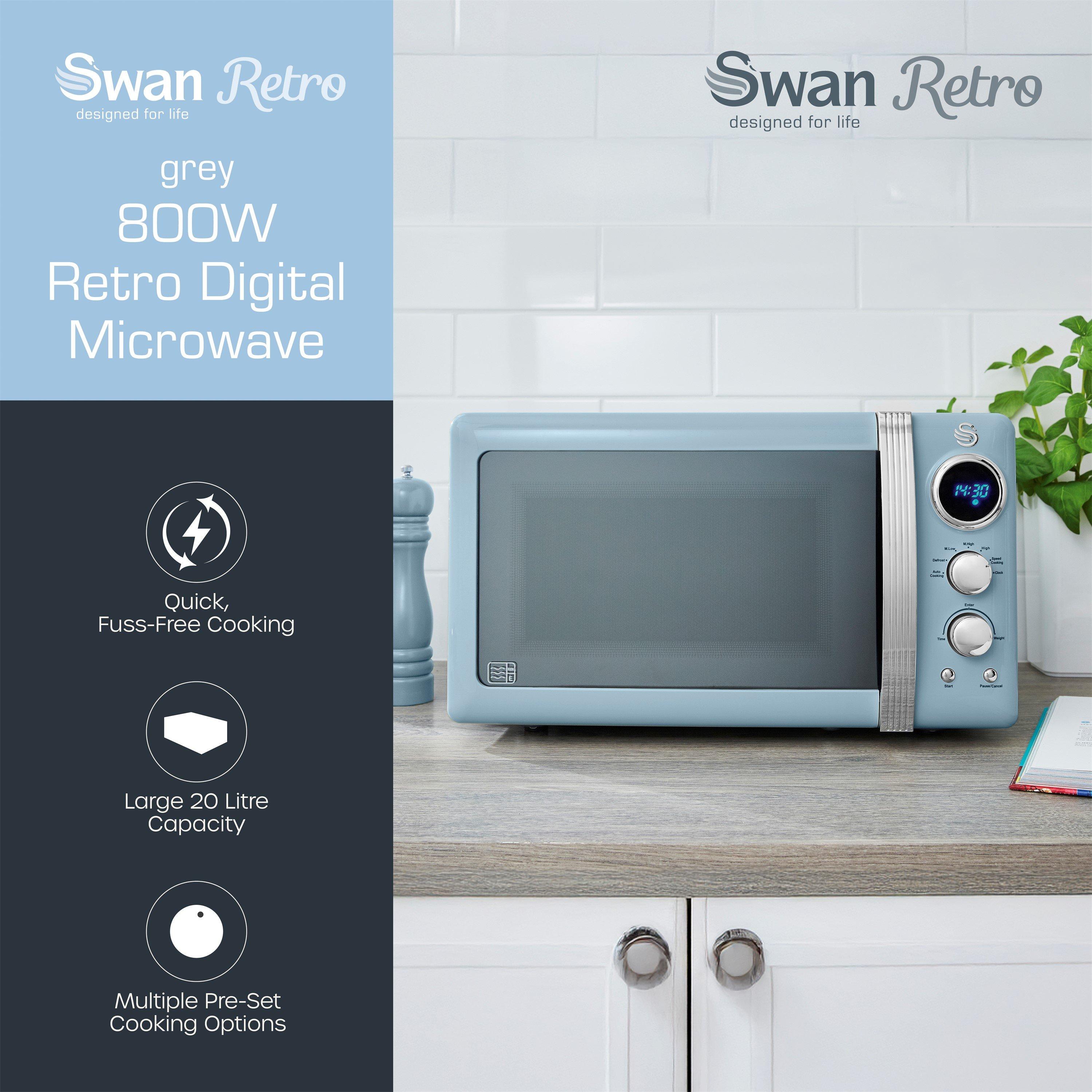 Blue - Swan - Swan Digital Retro Microwave 800W - Blue - 2