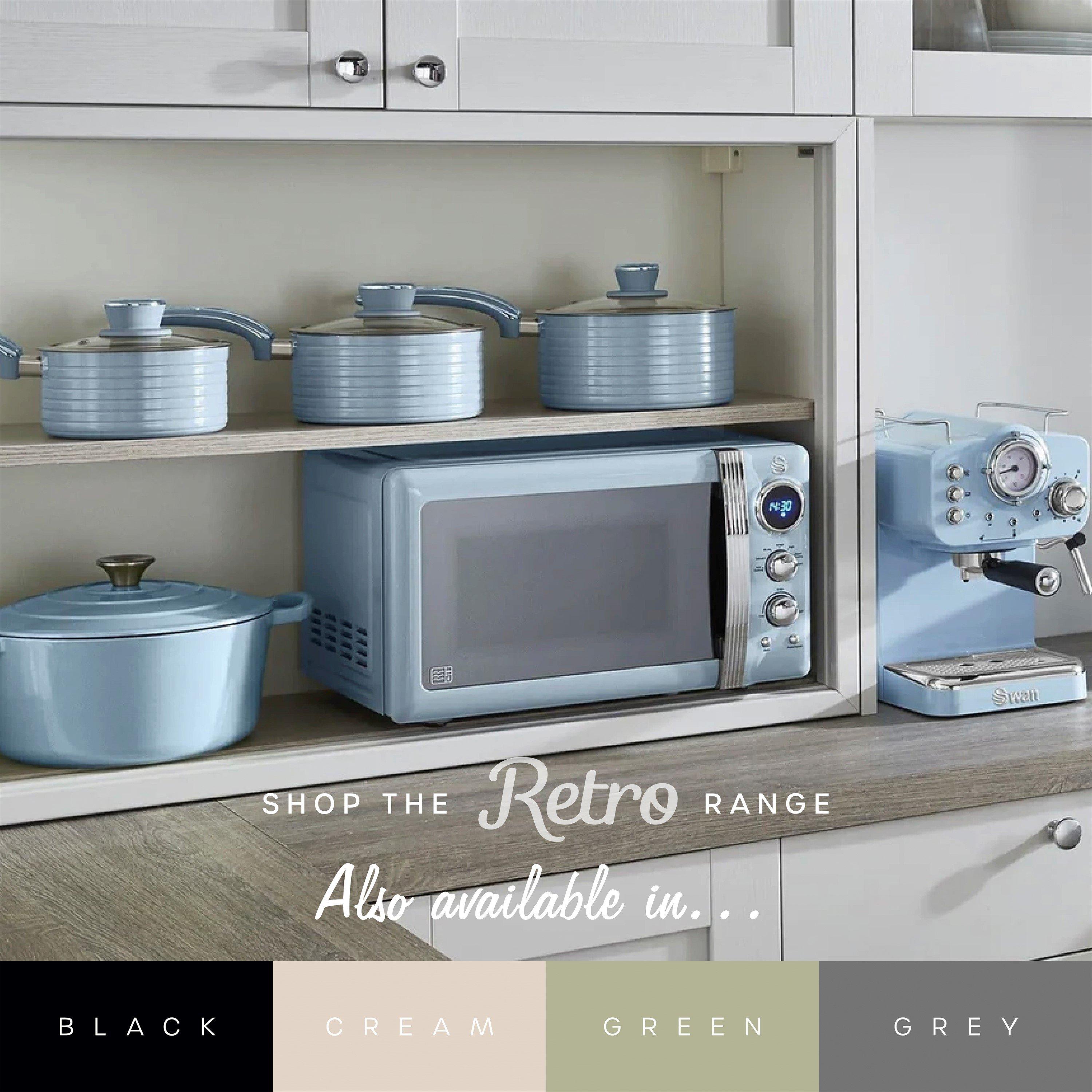 Blue - Swan - Swan Digital Retro Microwave 800W - Blue - 8