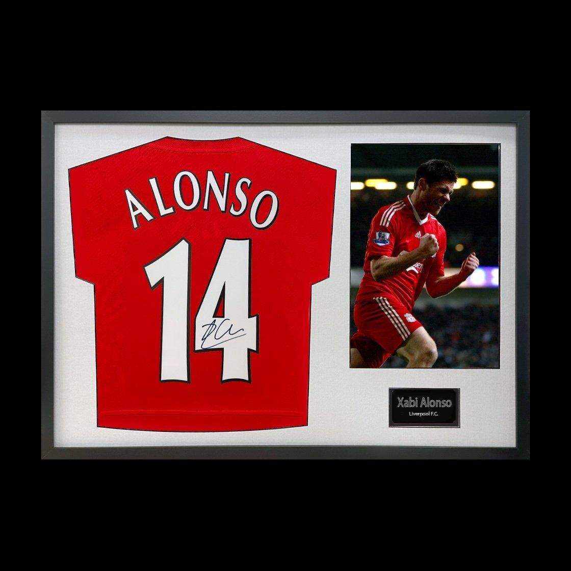 The Fan Cave Xabi Alonso Signed Liverpool Shirt Classic Frame - Red - 750x750mm
