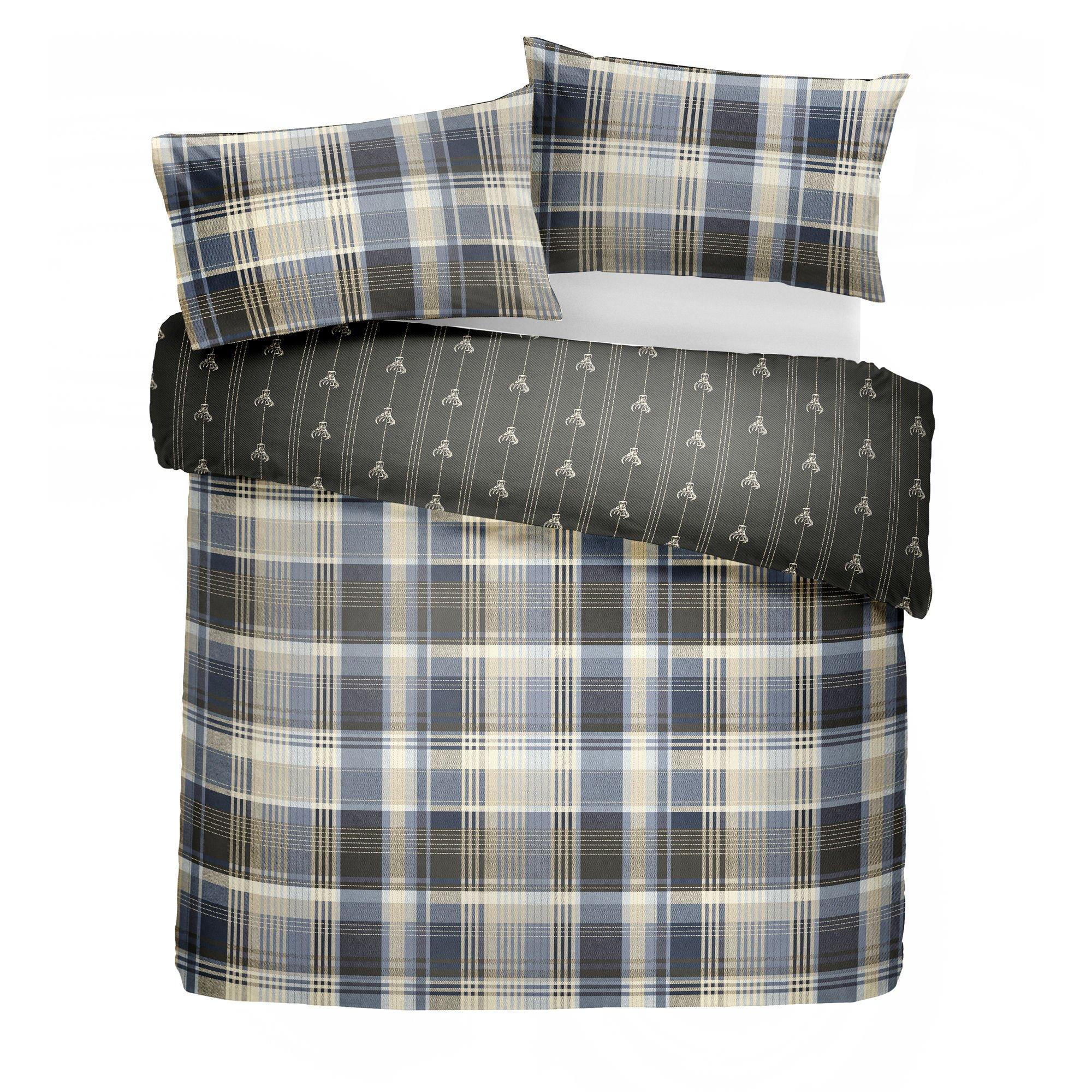 Charcoal - Dreams and Drapes - Connolly Check Brushed Cotton Duvet Cover Ochre - 2