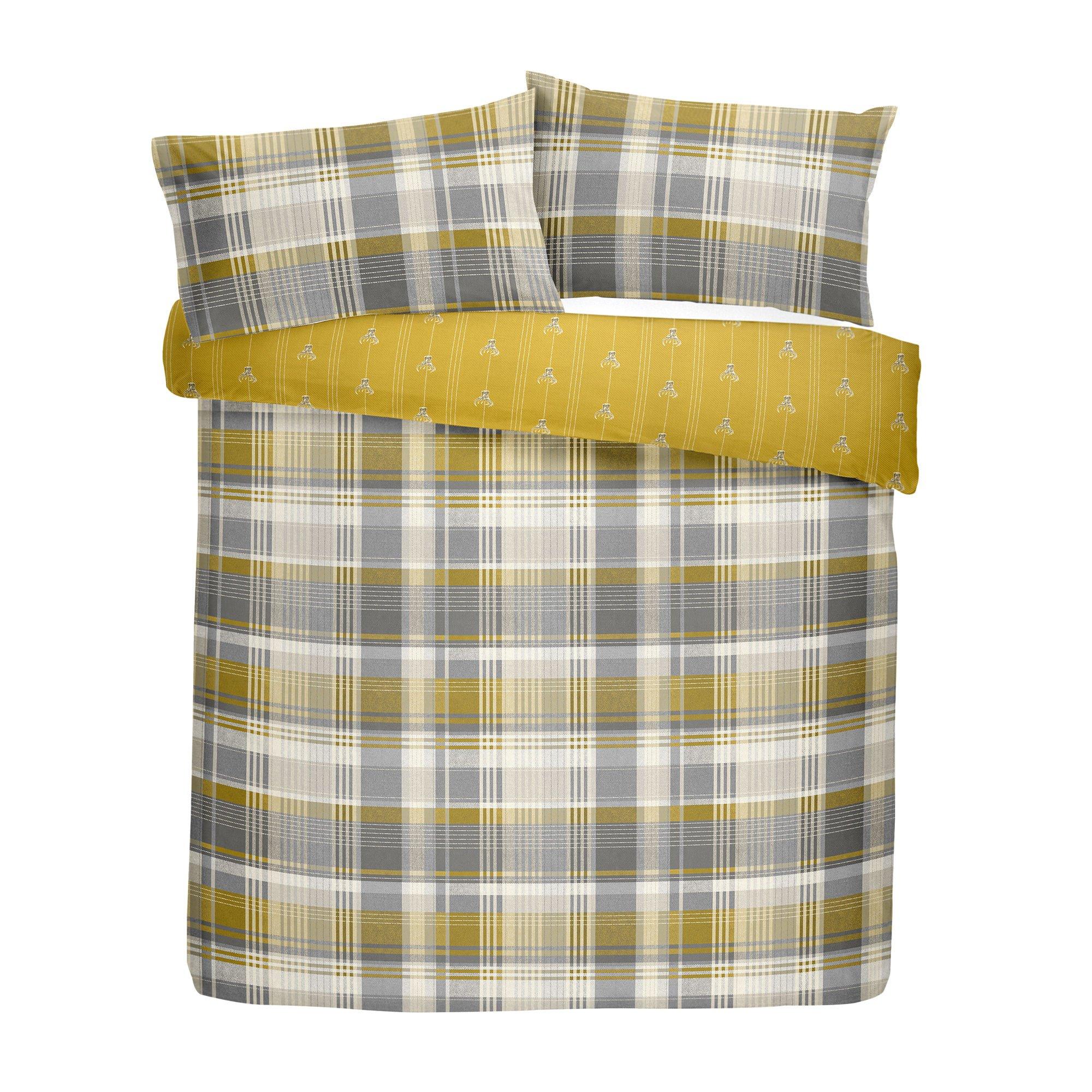 Ochre - Dreams and Drapes - Connolly Check 100% Brushed Cotton Duvet Cover Set - 6